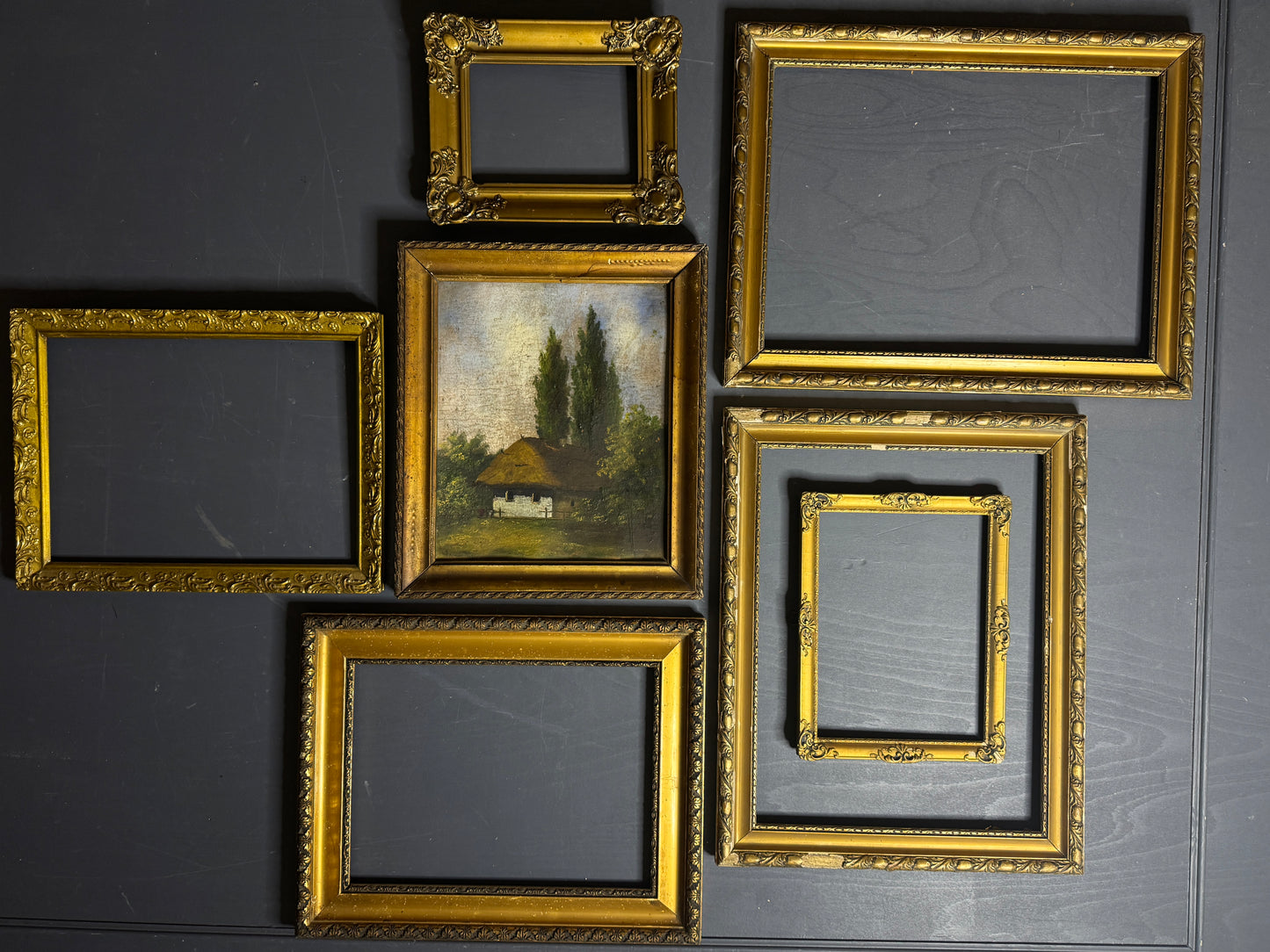 Grand Hungarian Heritage Art Ensemble – Vintage Oil Painting with Ornate Gold Frames
