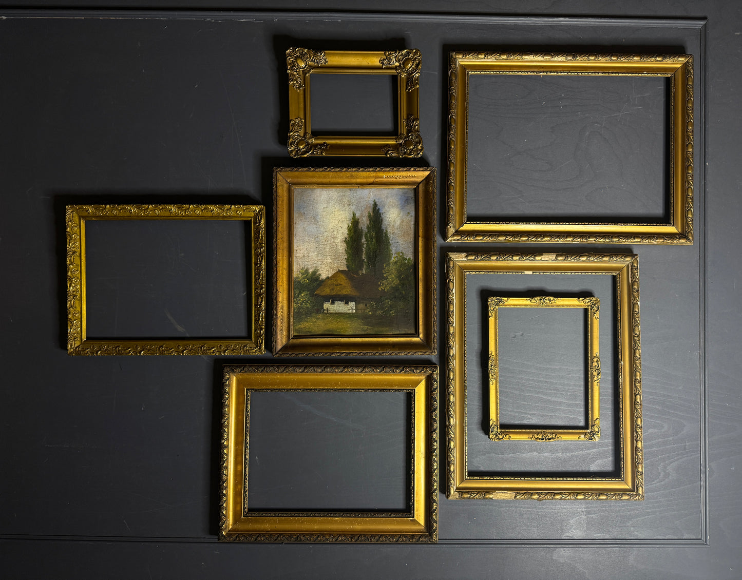 Grand Hungarian Heritage Art Ensemble – Vintage Oil Painting with Ornate Gold Frames