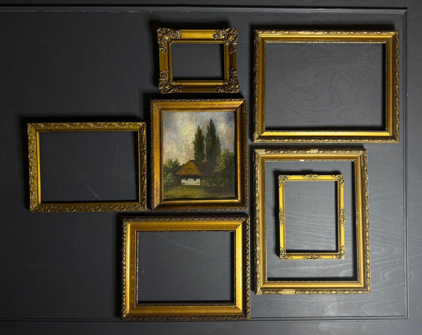 Grand Hungarian Heritage Art Ensemble – Vintage Oil Painting with Ornate Gold Frames