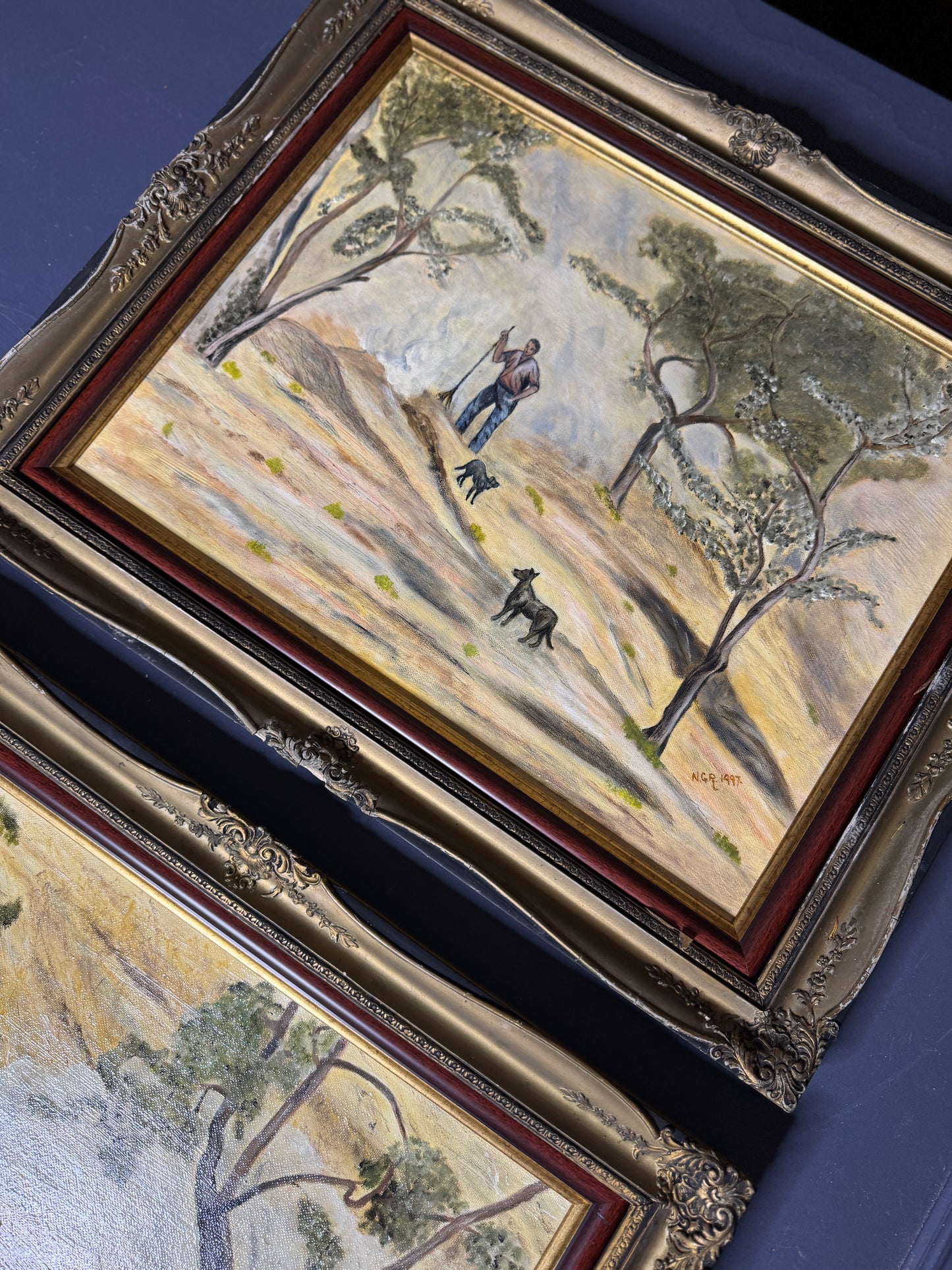 Loyal Shadows– Original Oil Painting by N.G. Reynolds in Hungarian Ornate Frames