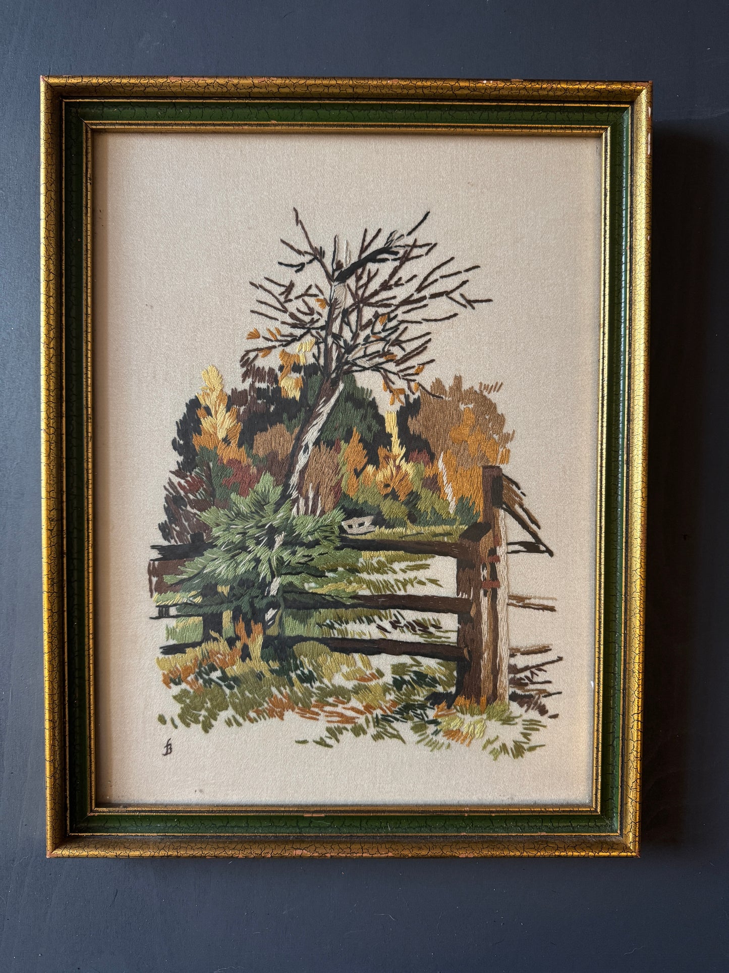 Heirloom Threads-Unique Embroidery in Wooden Frame with Hanging Chain