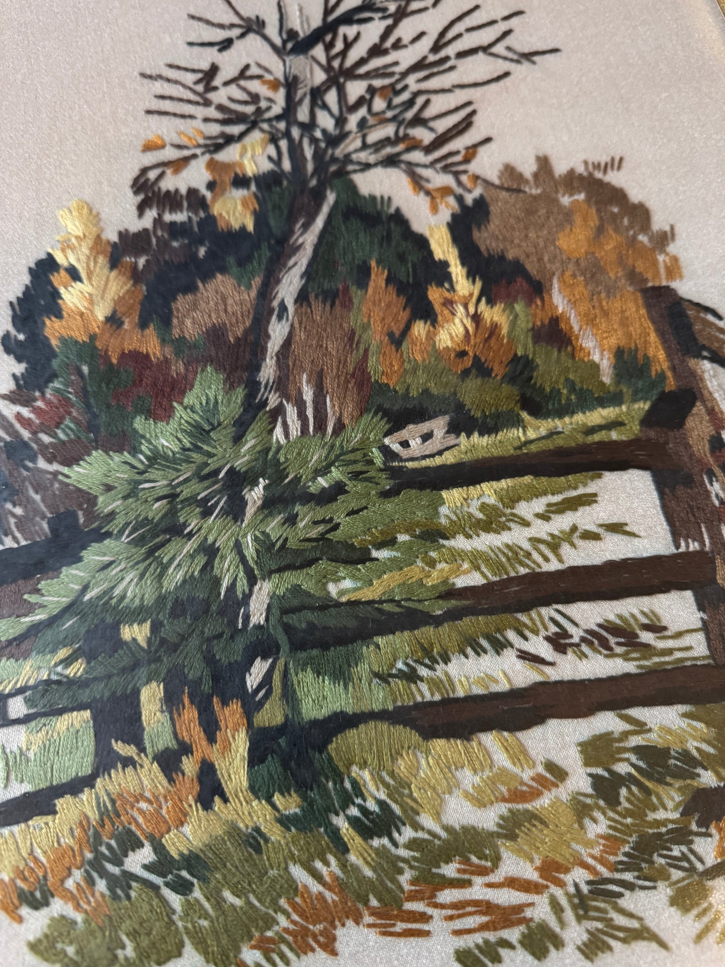 Heirloom Threads-Unique Embroidery in Wooden Frame with Hanging Chain