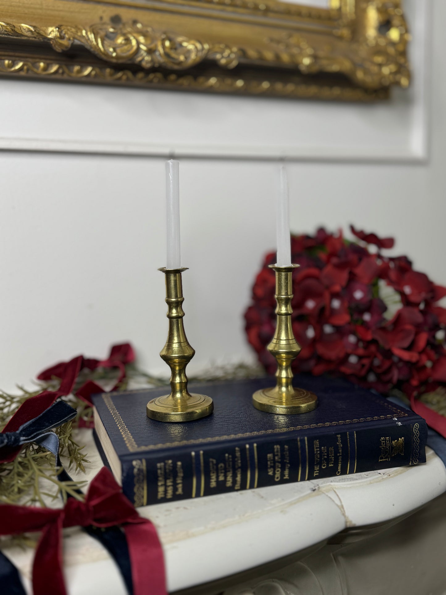 Vintage Bright Brass Candlesticks Pair