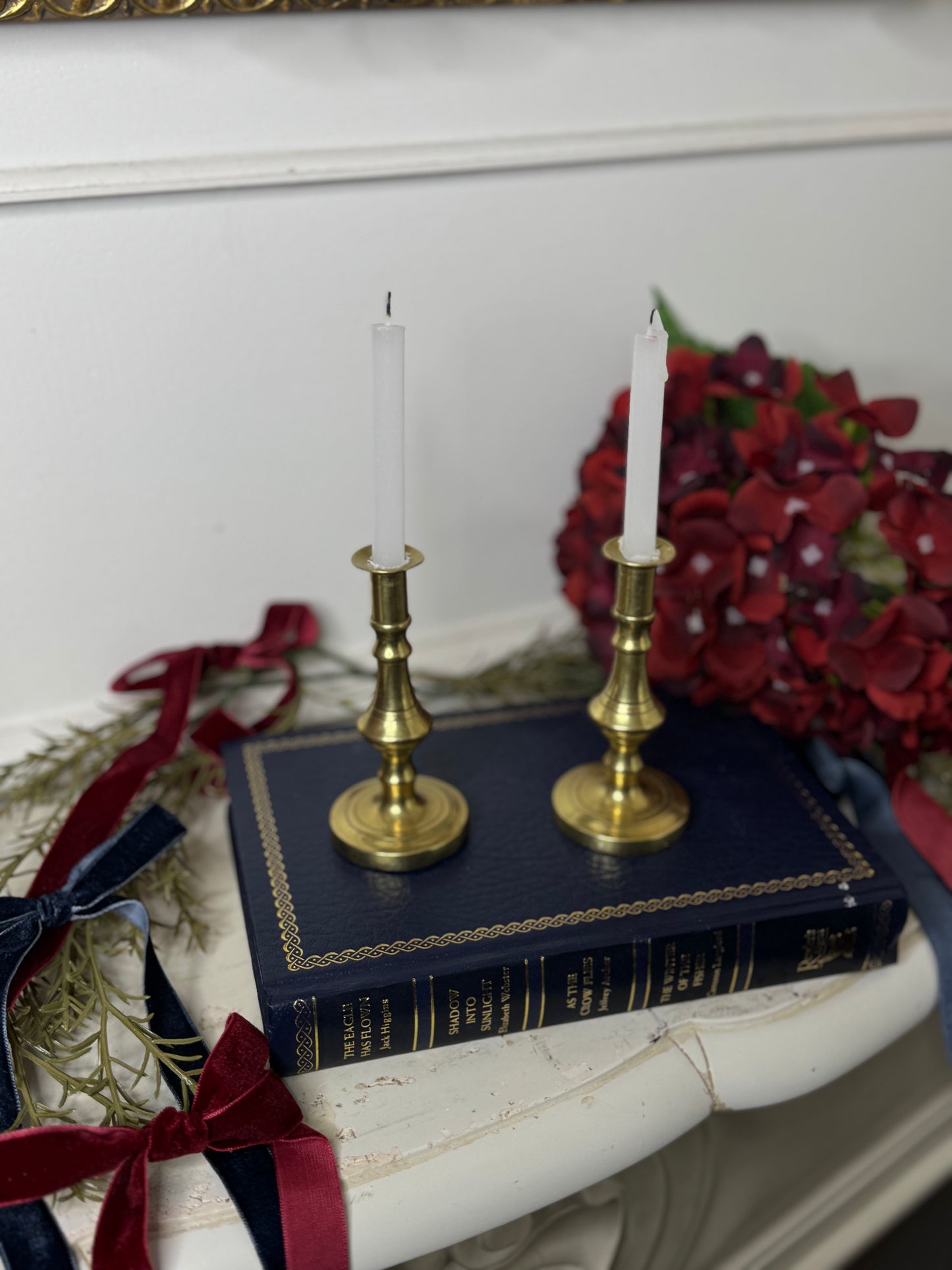 Vintage Bright Brass Candlesticks Pair