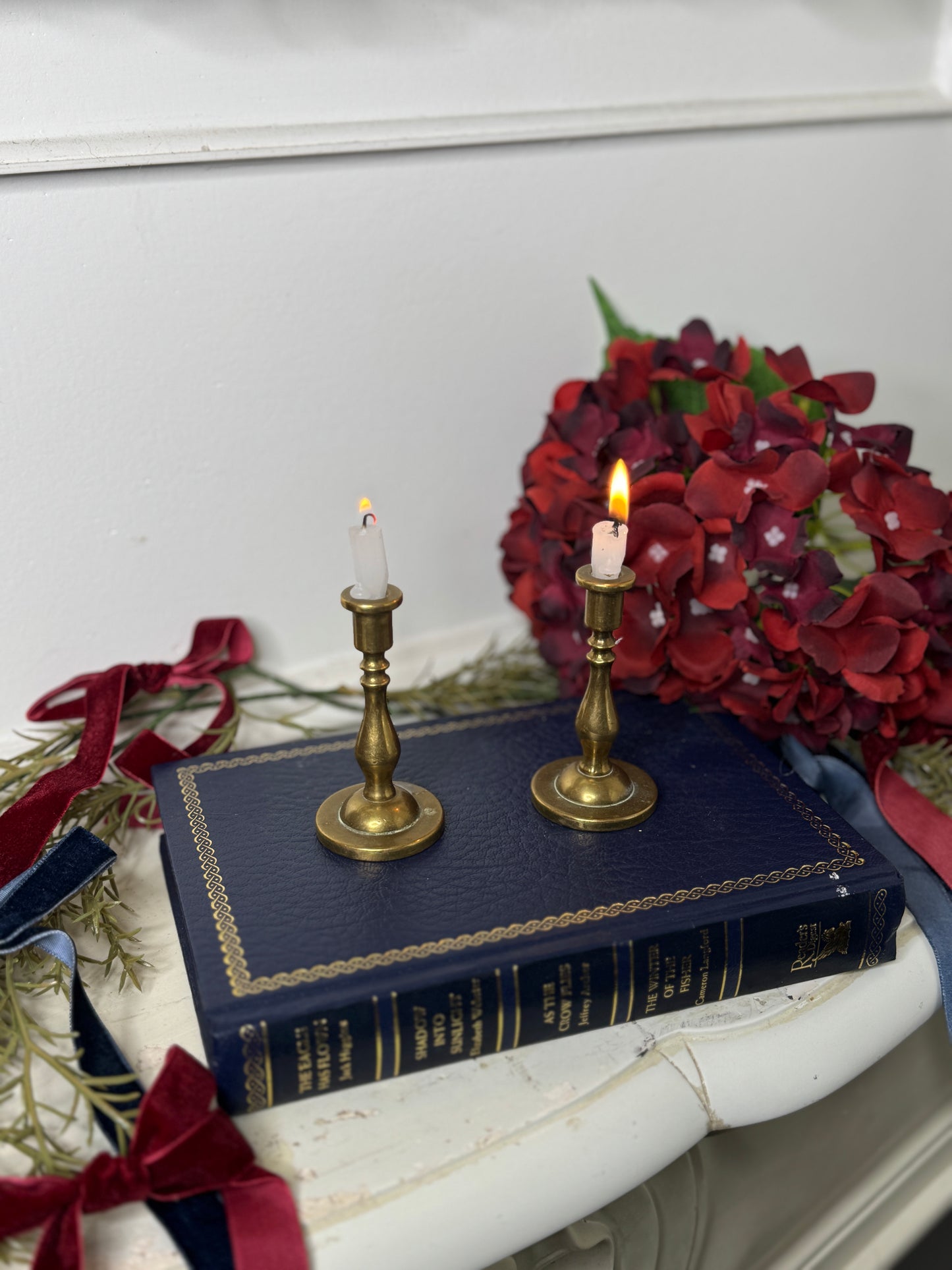 Vintage European Brass Candlesticks Pair