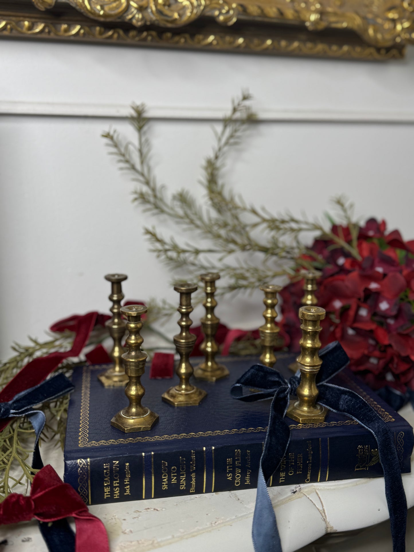 Vintage European Brass Mini Candlesticks Set of 7