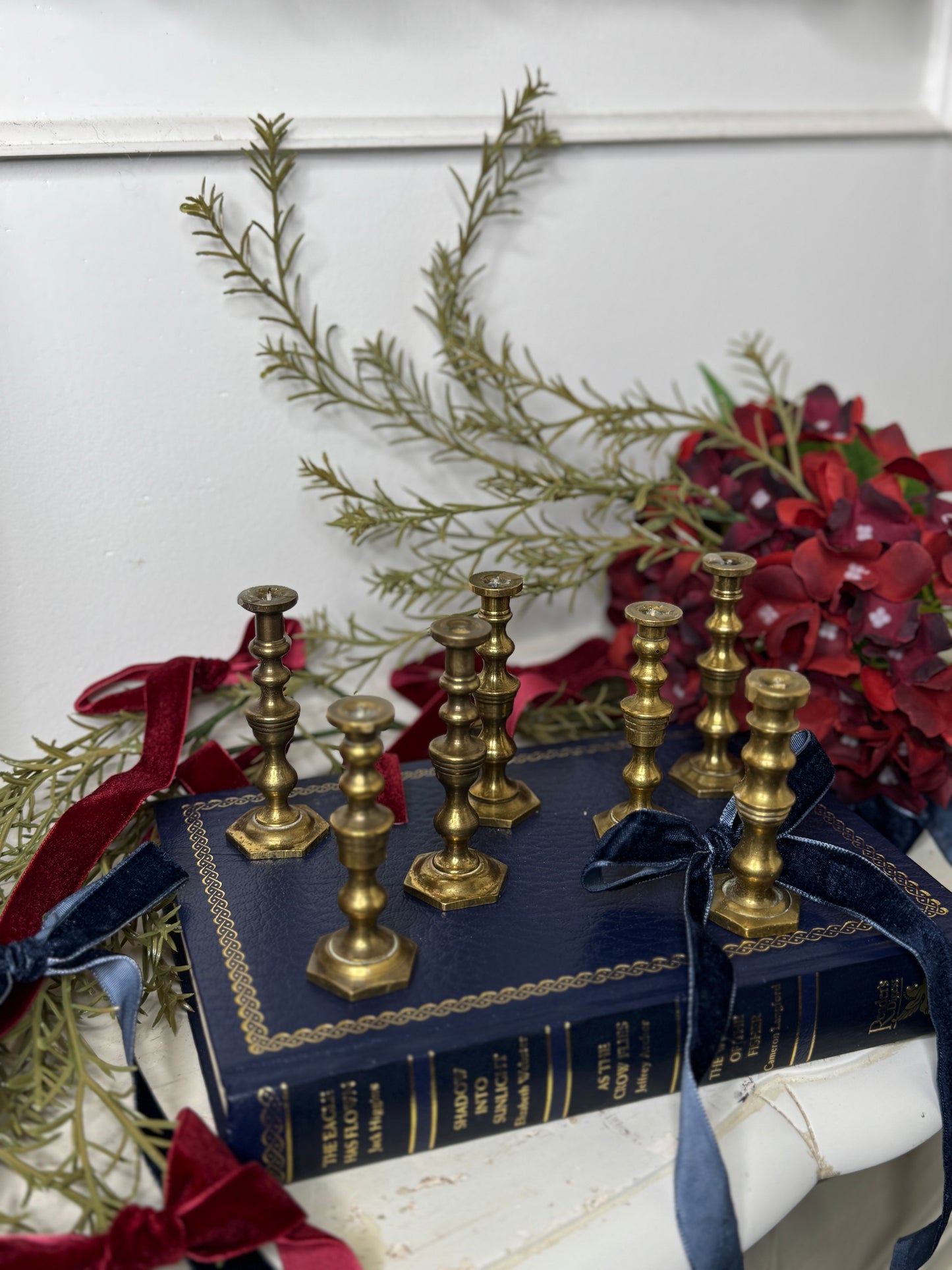 Vintage European Brass Mini Candlesticks Set of 7