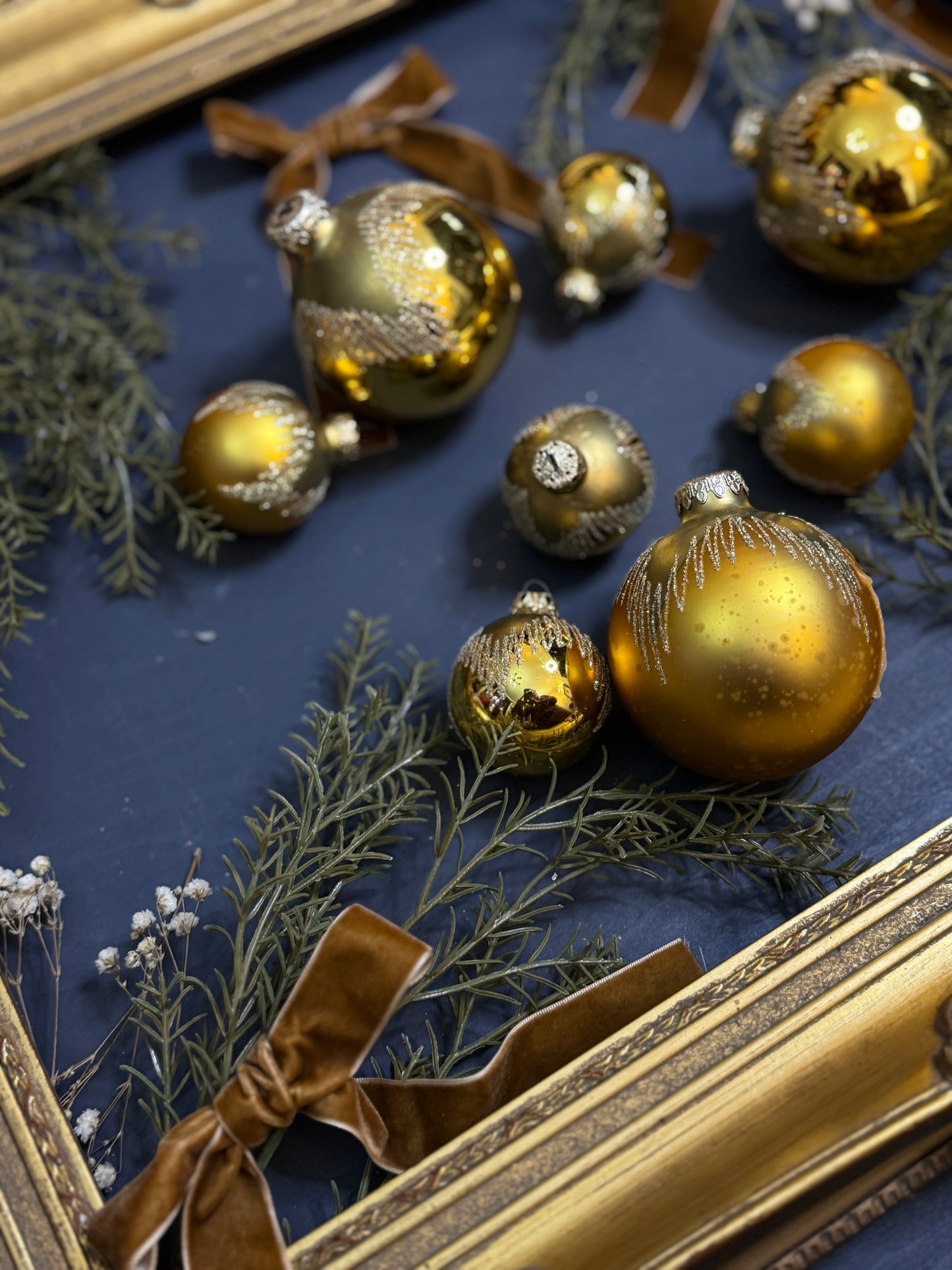 Vintage German Glass Christmas Baubles - Mixed Sizes