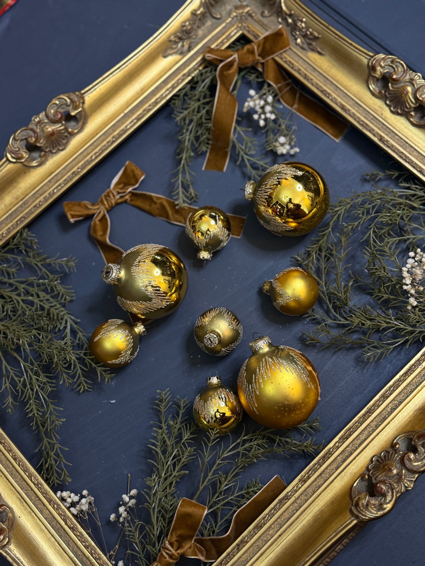 Vintage German Glass Christmas Baubles - Mixed Sizes