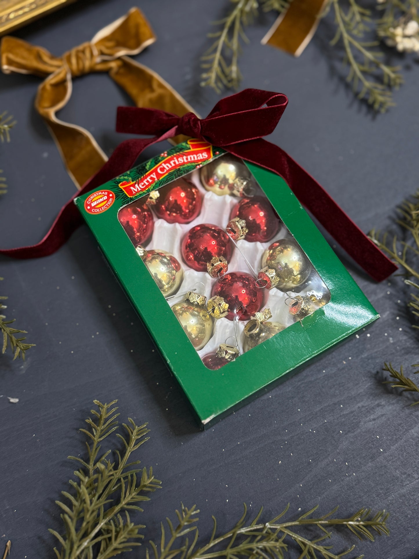 Vintage English Glass Christmas Baubles Set of 12 | 3 cm