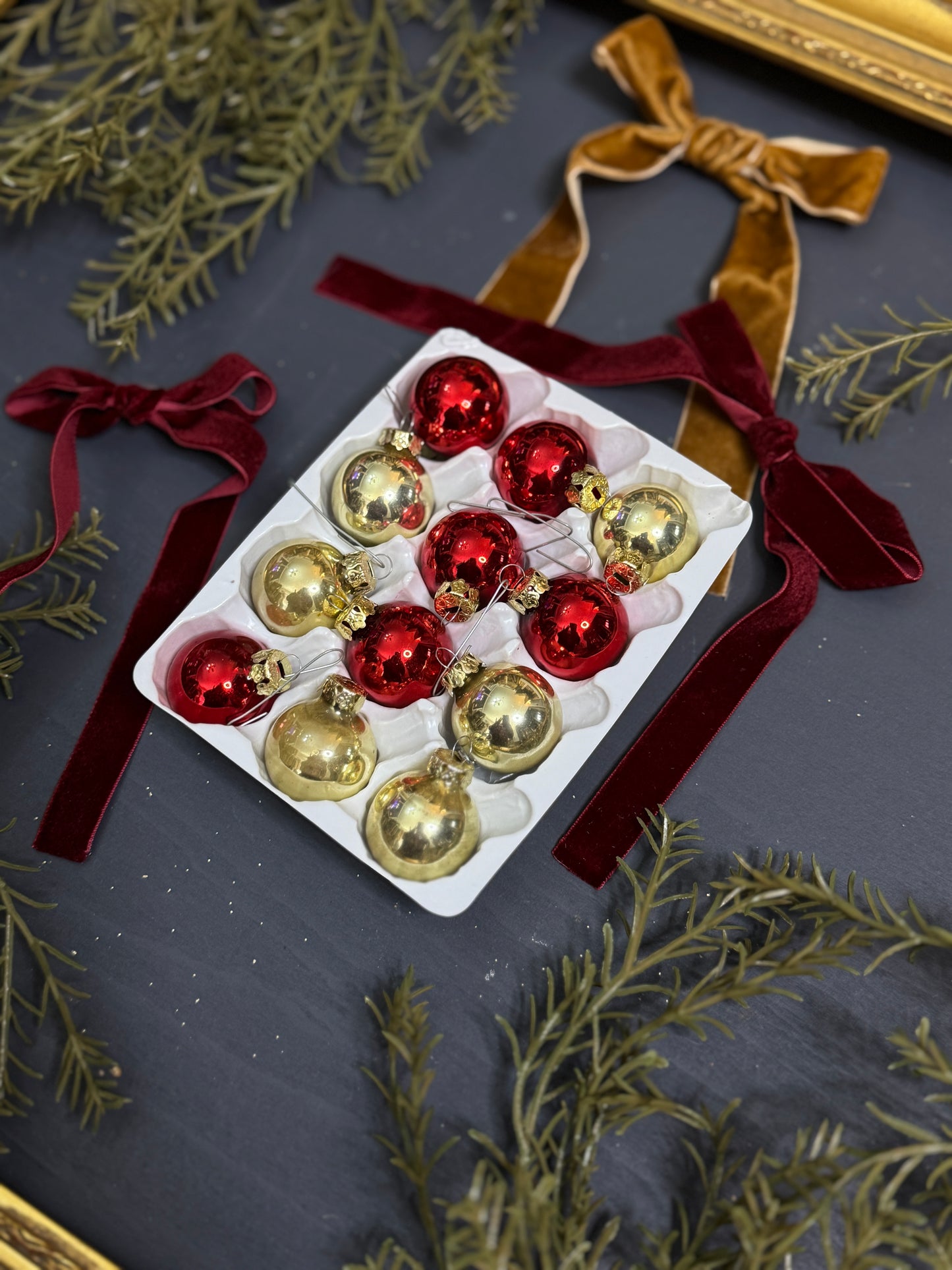 Vintage English Glass Christmas Baubles Set of 12 | 3 cm