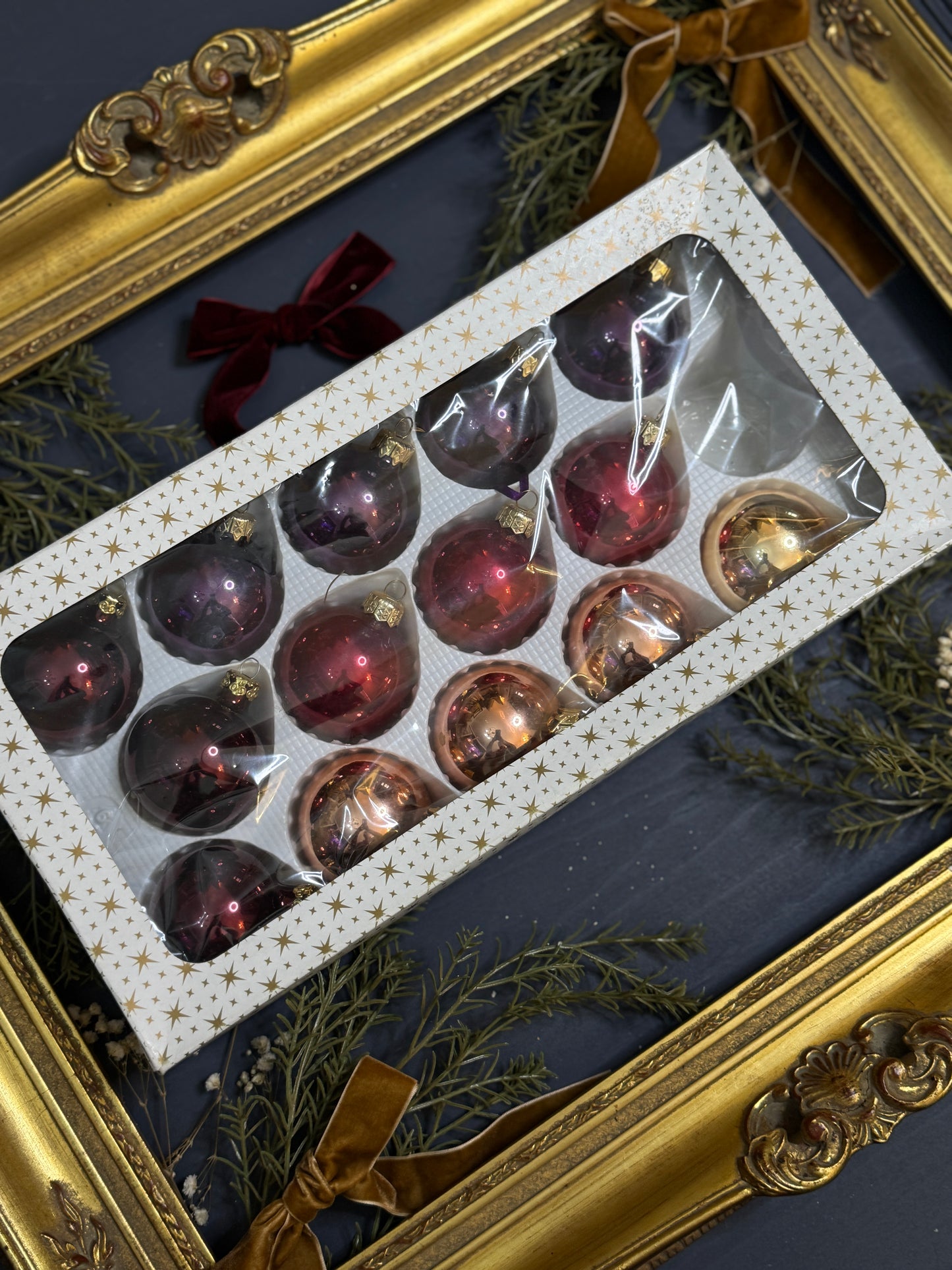 Vintage German Glass Christmas Baubles Set of 14