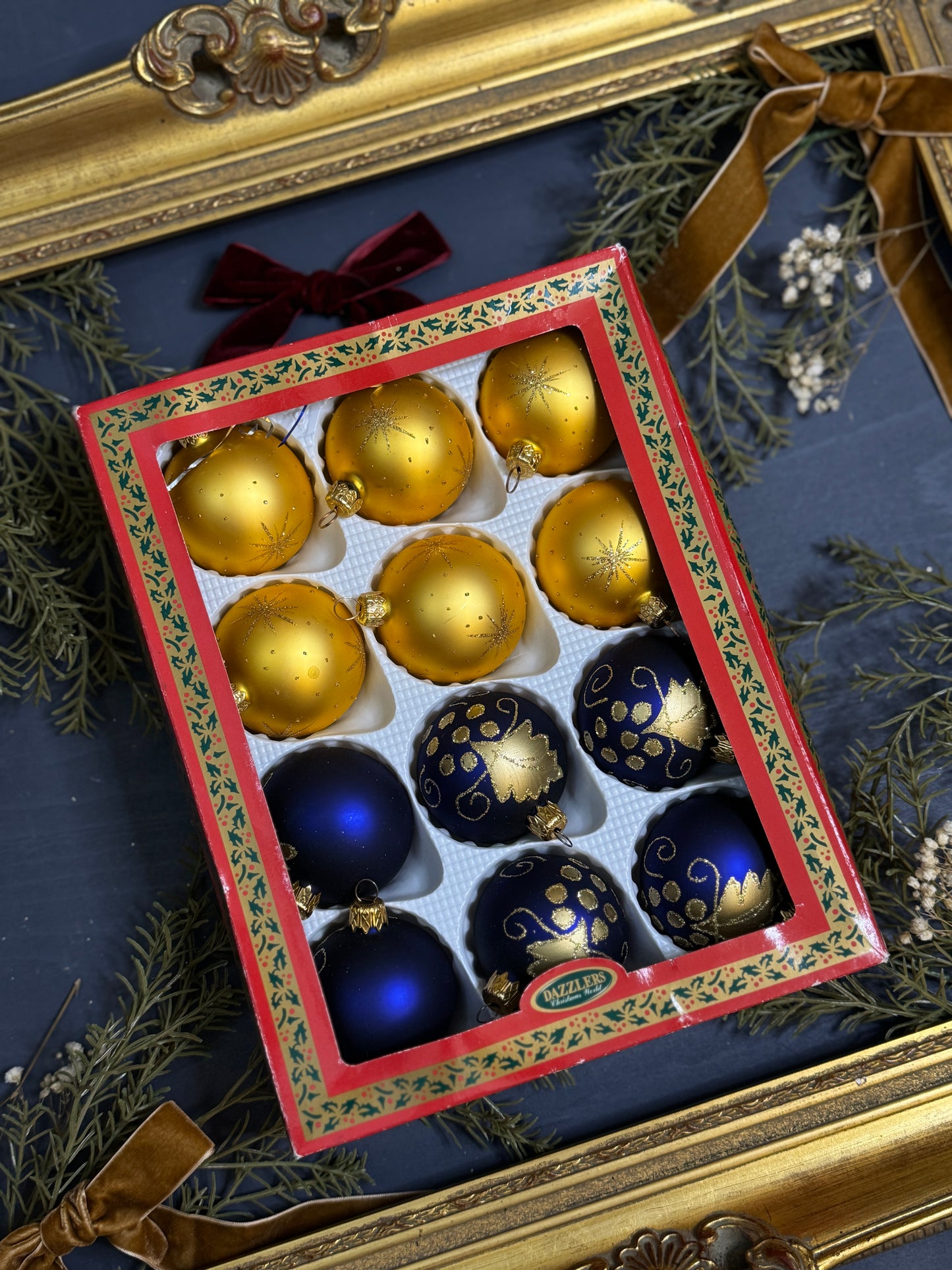 Vintage German Glass Christmas Bauble Set of 12