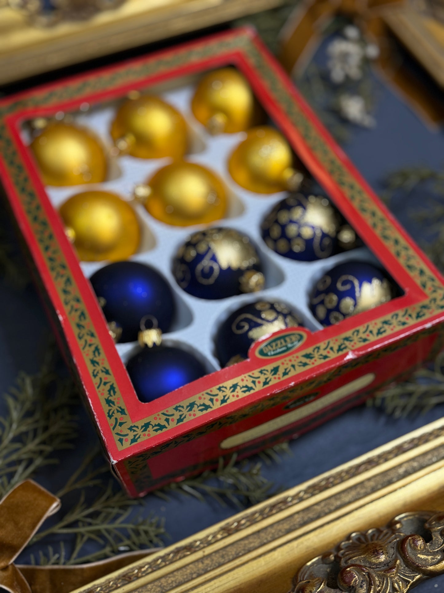 Vintage German Glass Christmas Bauble Set of 12