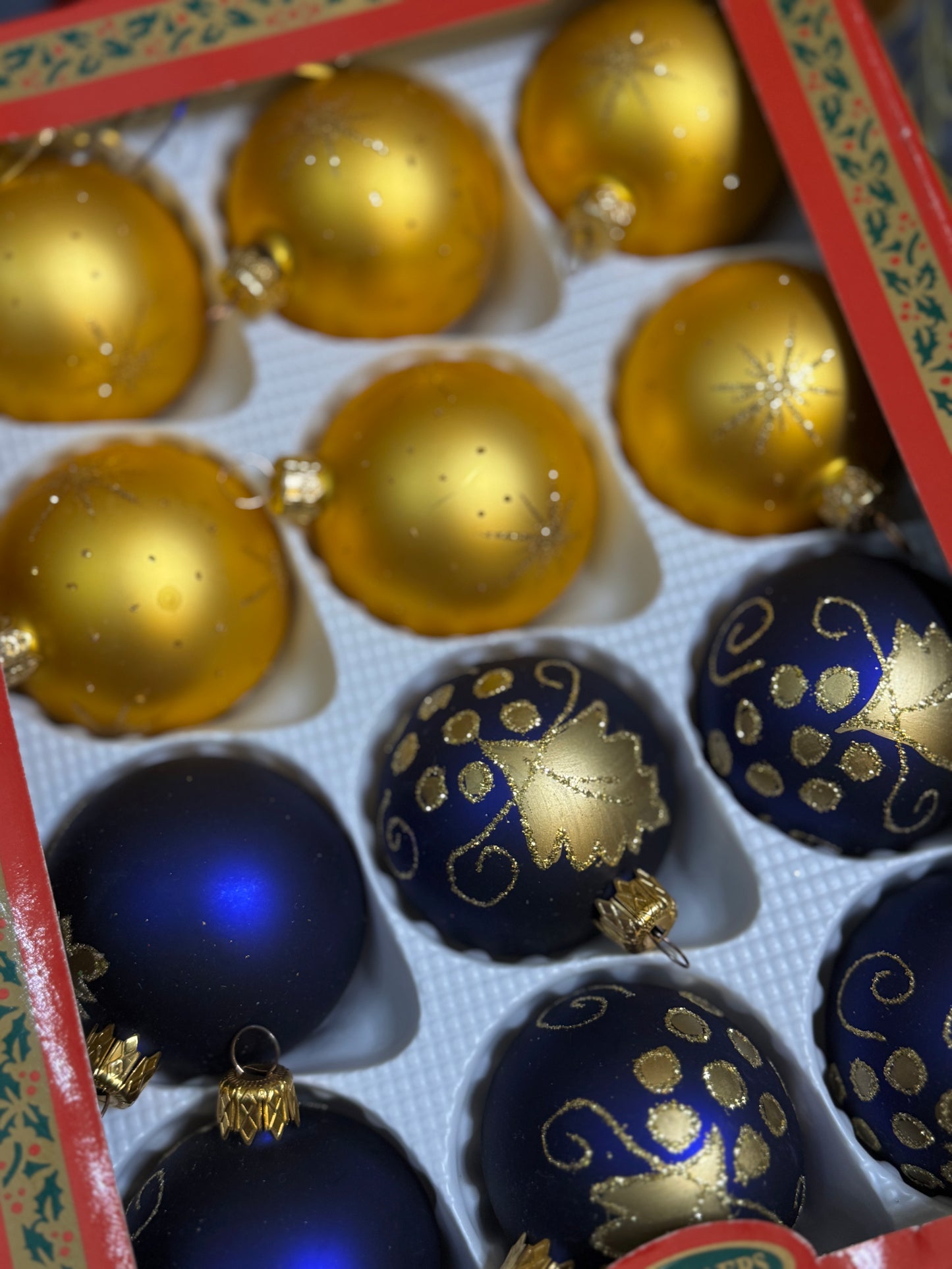 Vintage German Glass Christmas Bauble Set of 12