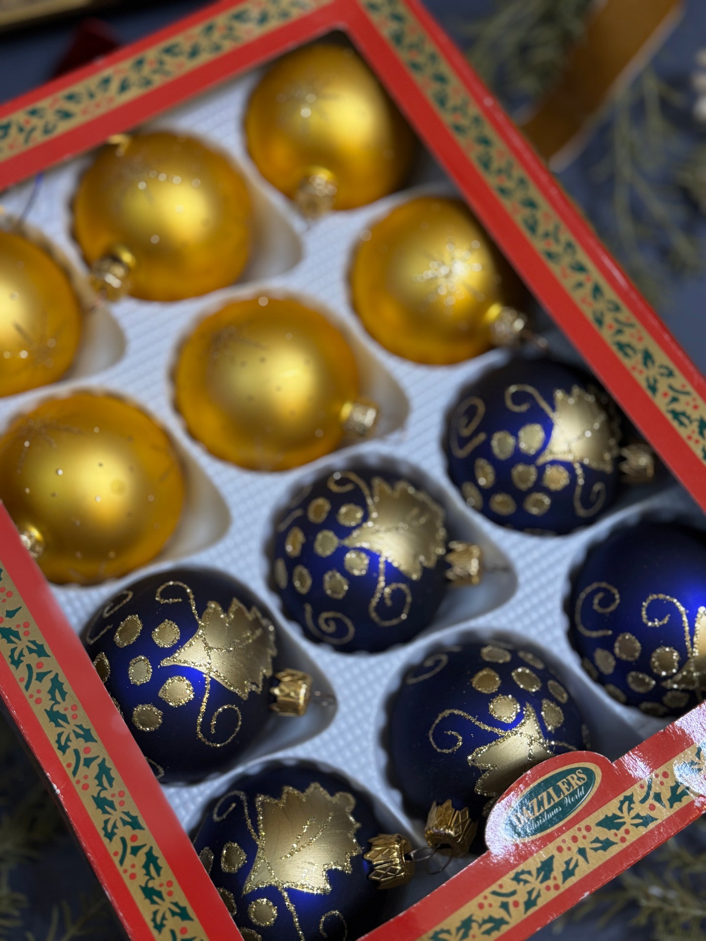 Vintage German Glass Christmas Bauble Set of 12
