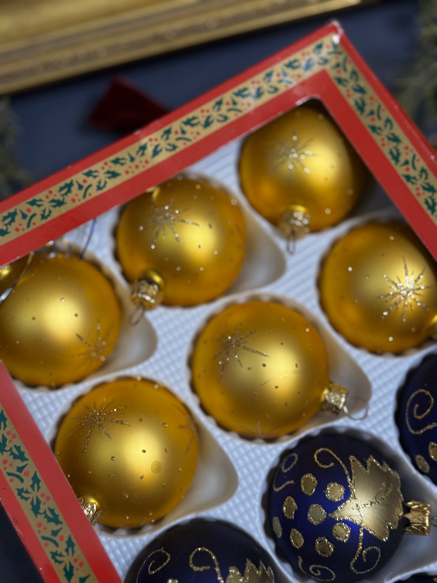 Vintage German Glass Christmas Bauble Set of 12
