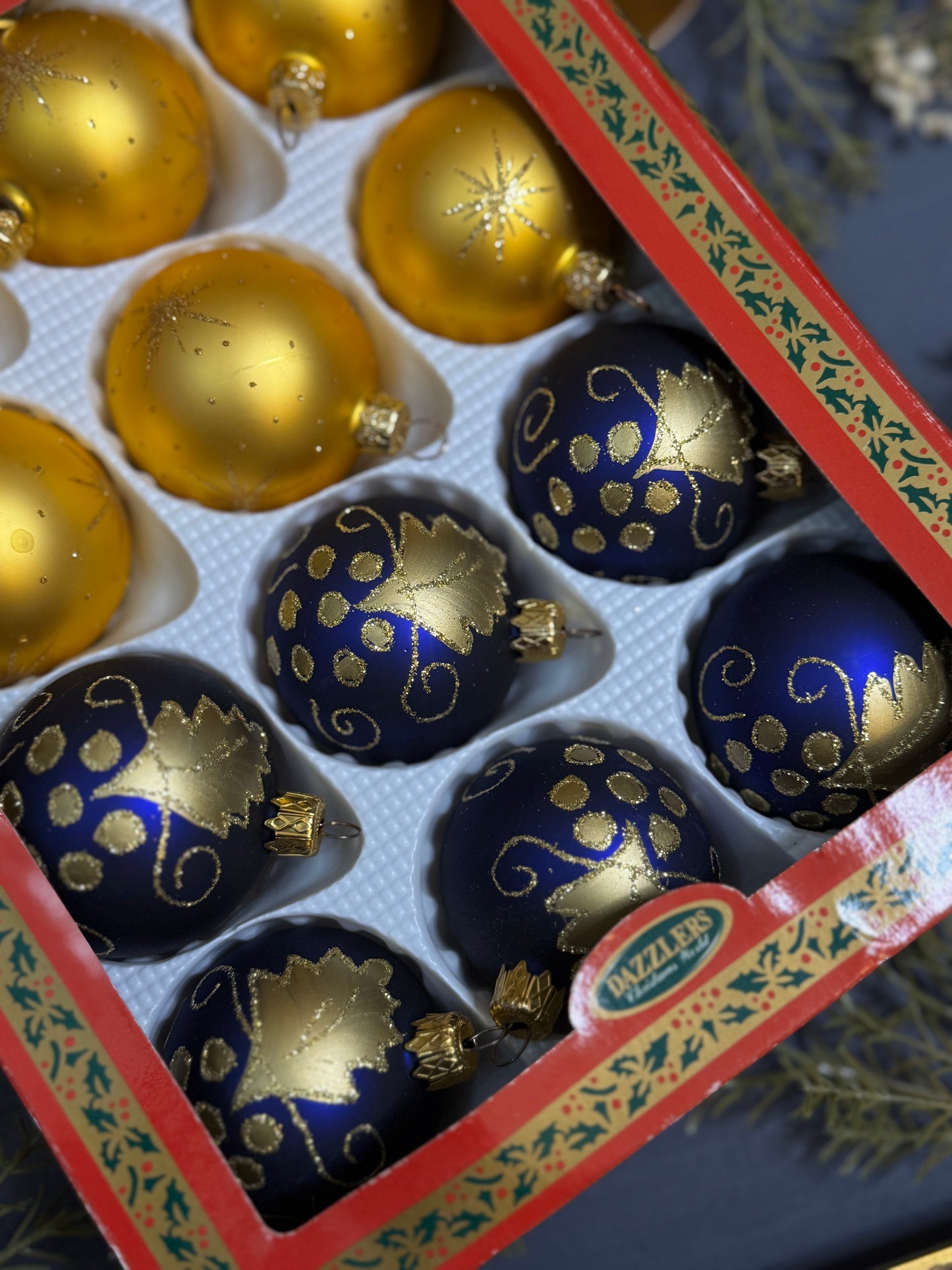 Vintage German Glass Christmas Bauble Set of 12