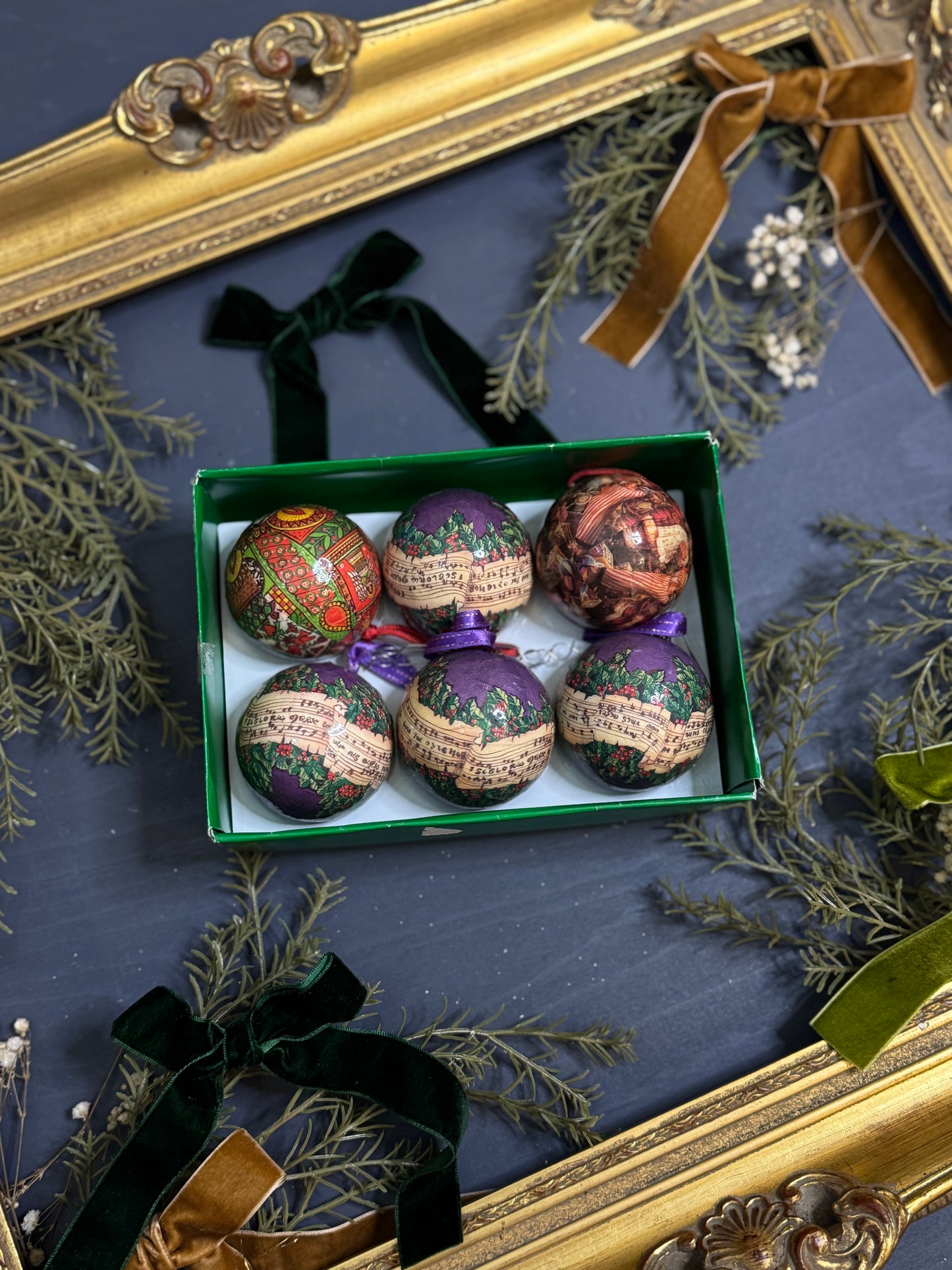 Vintage German Christmas Bauble Set of 6 - 6 cm