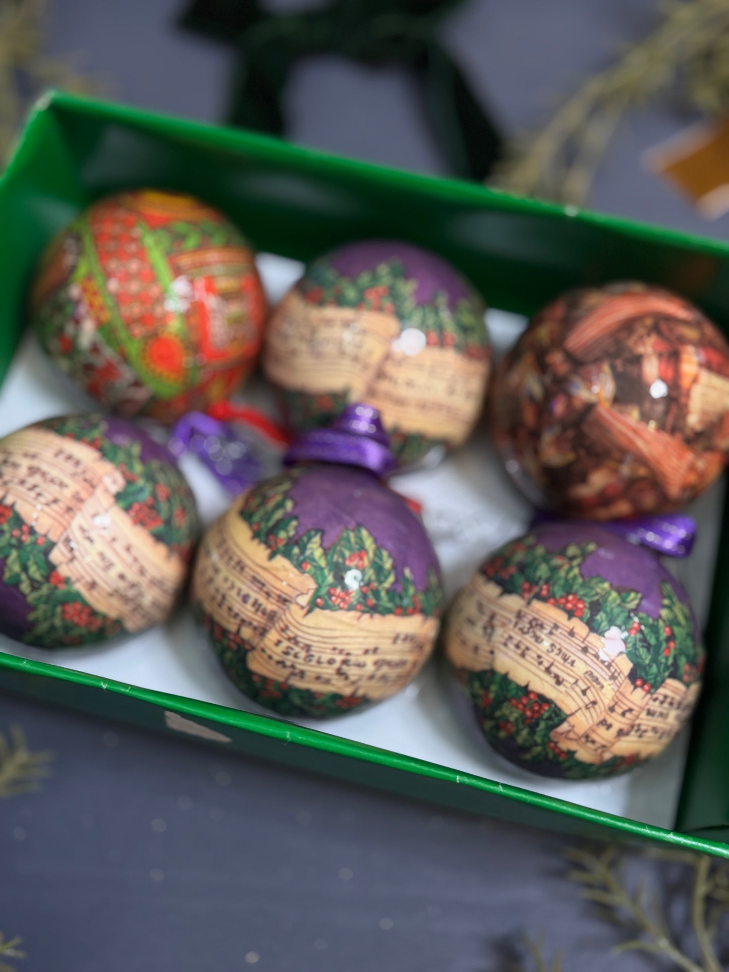 Vintage German Christmas Bauble Set of 6 - 6 cm