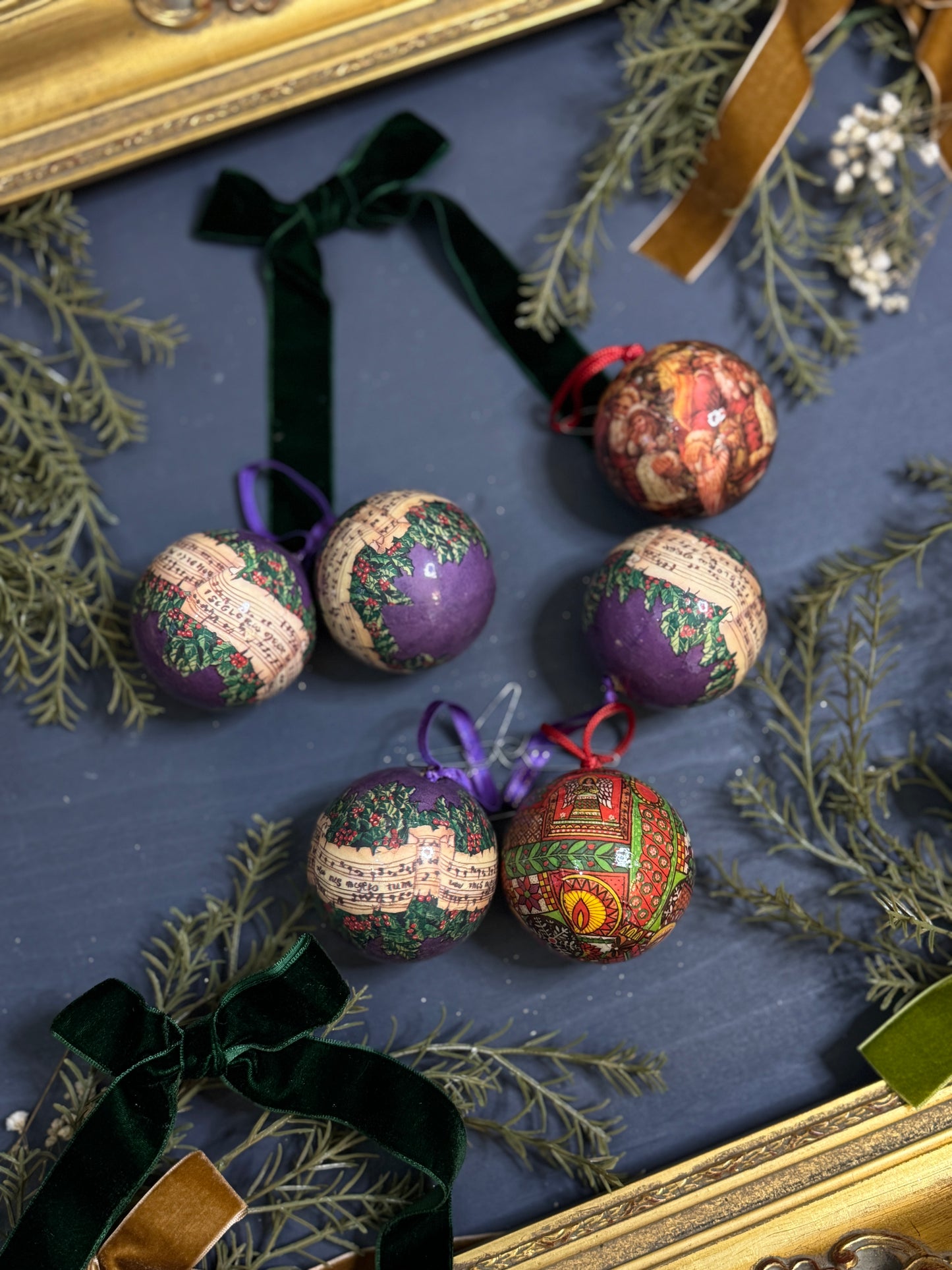 Vintage German Christmas Bauble Set of 6 - 6 cm