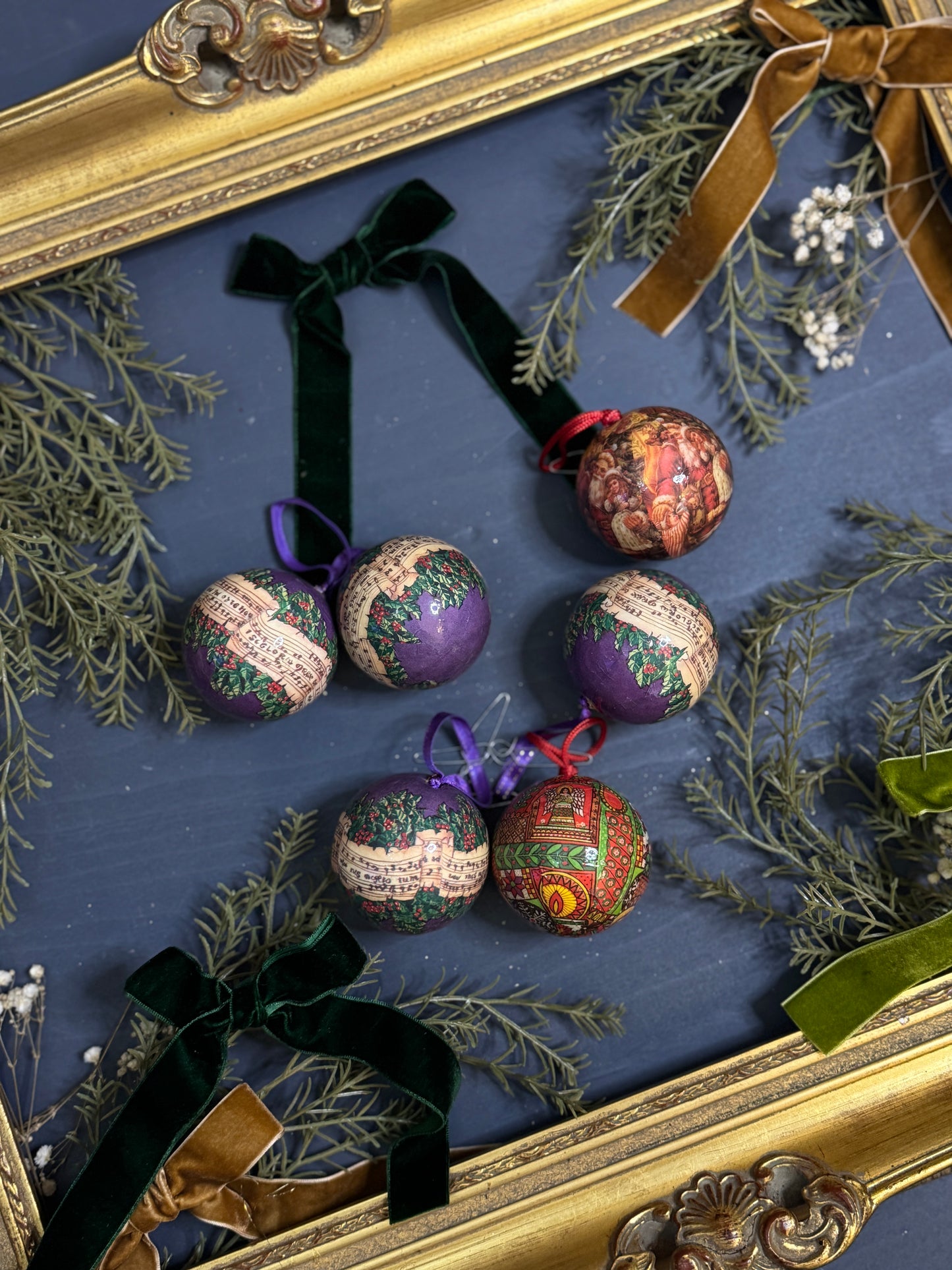Vintage German Christmas Bauble Set of 6 - 6 cm