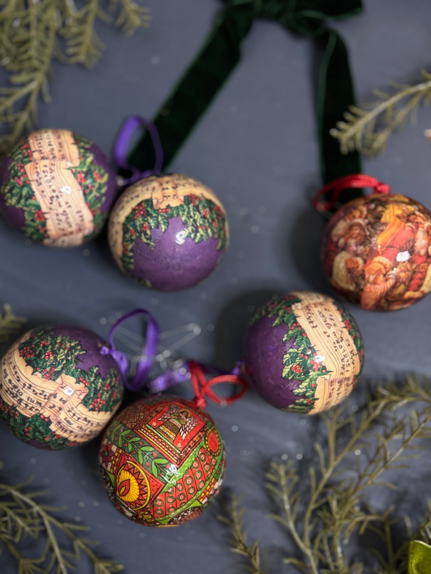 Vintage German Christmas Bauble Set of 6 - 6 cm