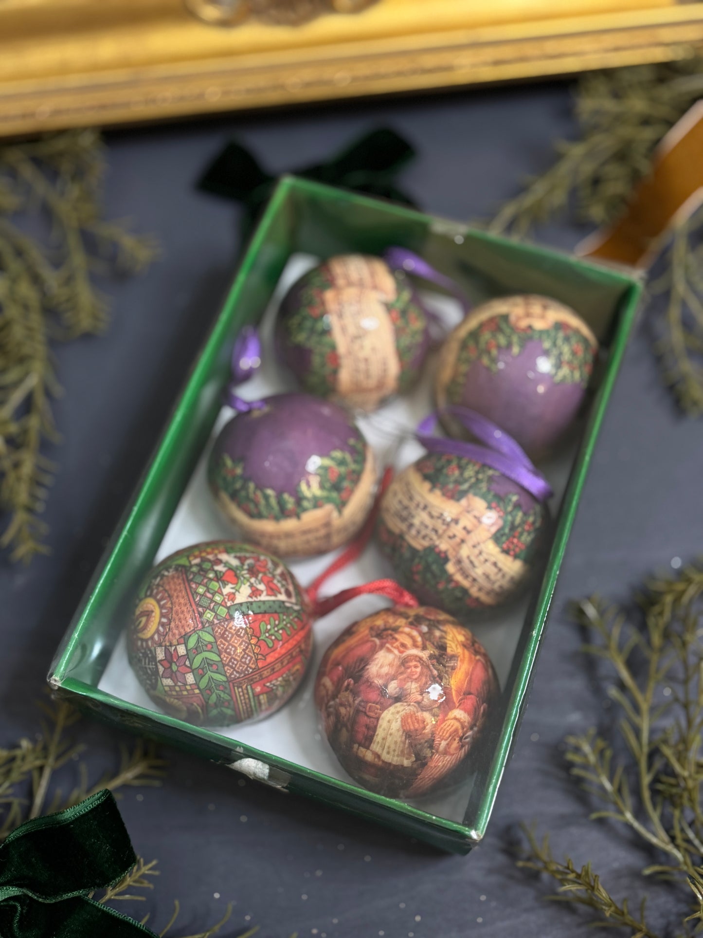 Vintage German Christmas Bauble Set of 6 - 6 cm