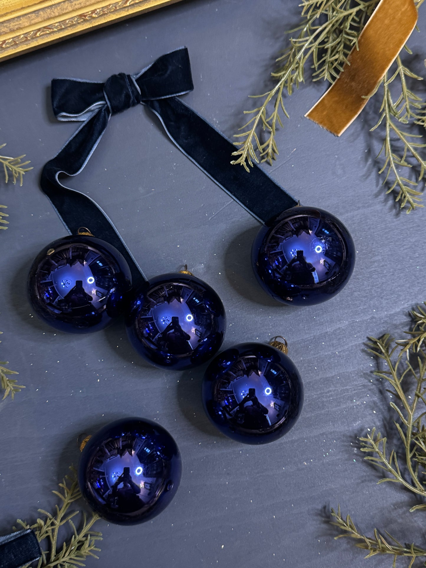 Vintage Polish Glass Christmas Bauble Set of 5