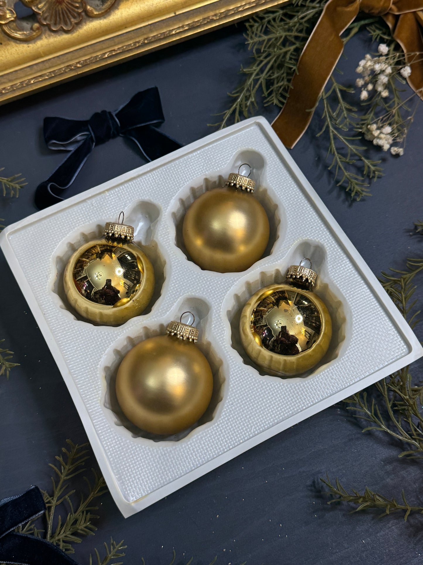 Vintage Polish Glass Christmas Baubles - 2 boxes - Mixed Sizes
