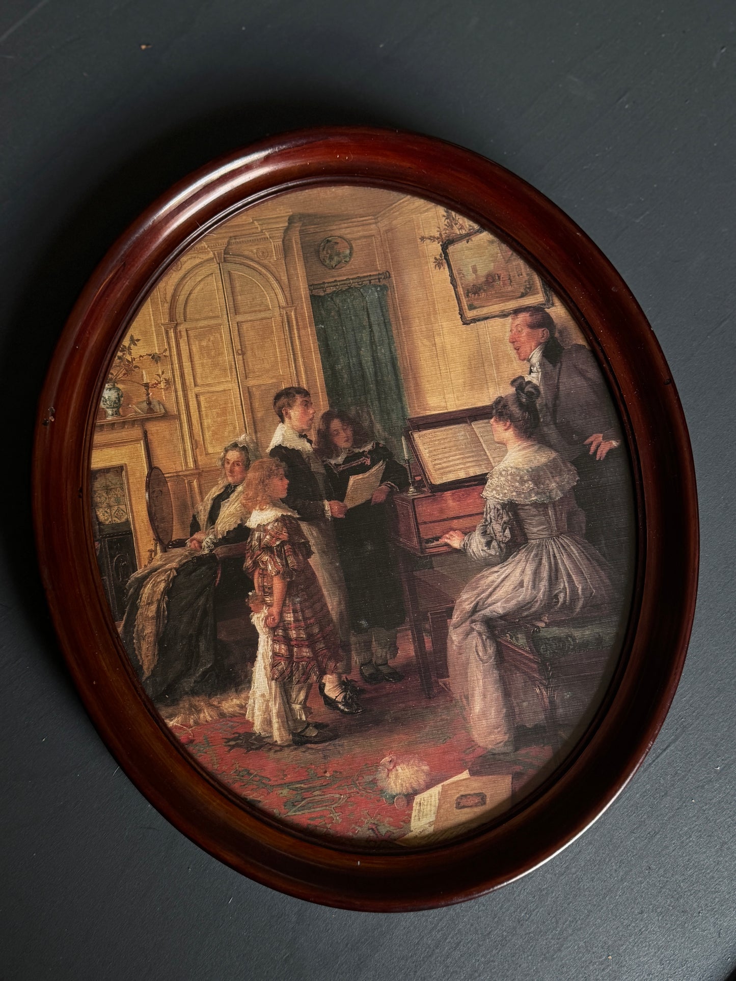 Vintage Reproduction Print in an Oval wooden frame
