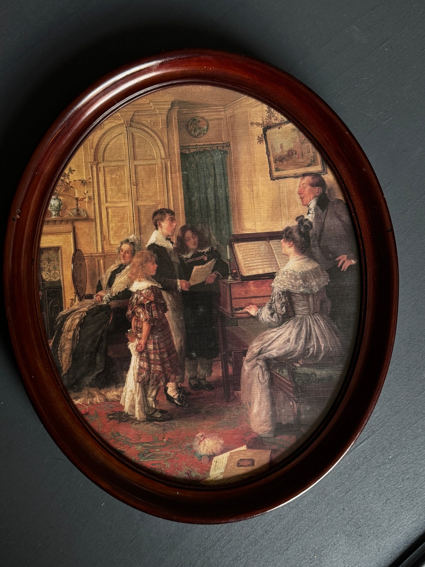 Vintage Reproduction Print in an Oval wooden frame
