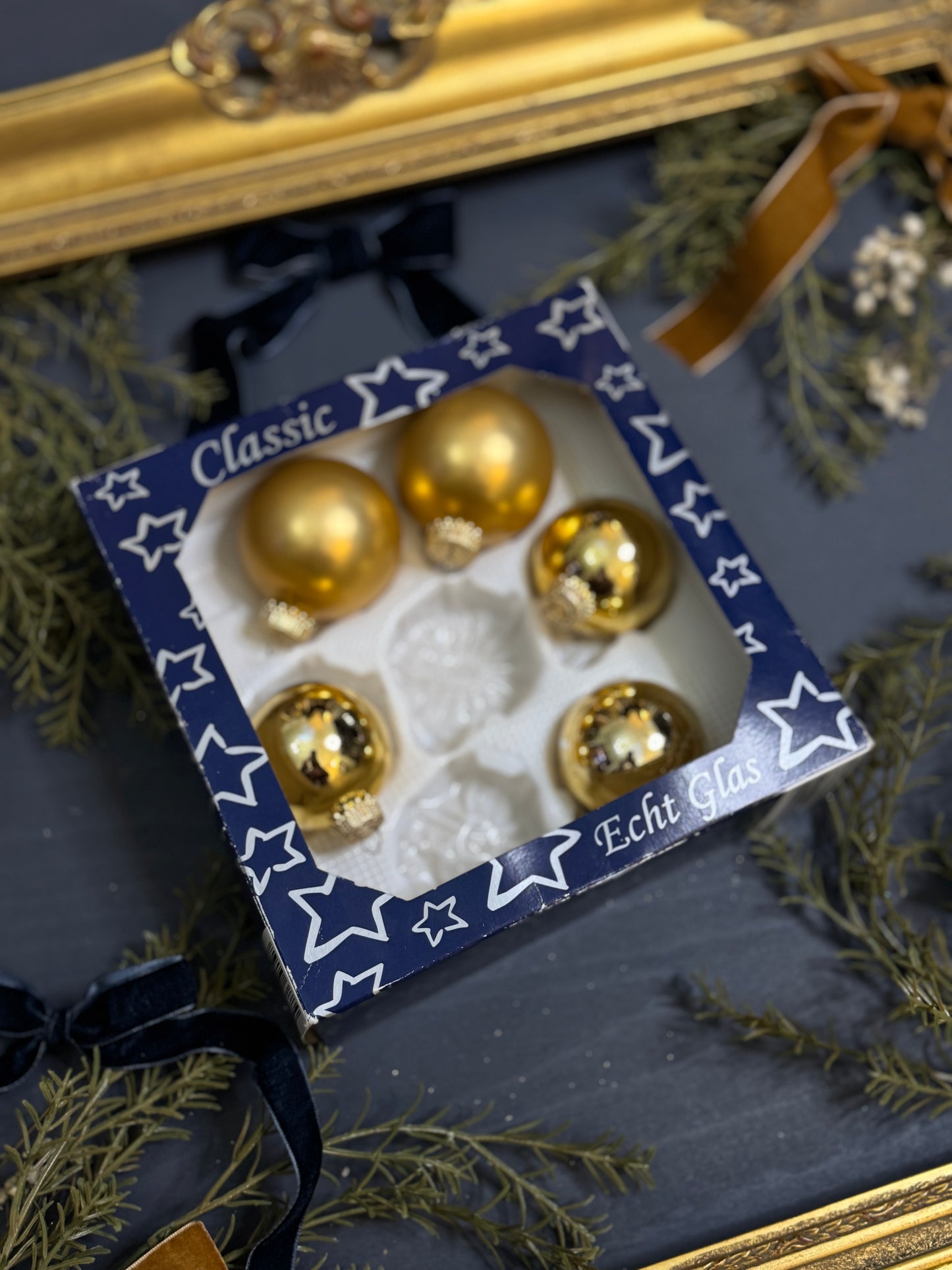 Vintage Polish Glass Christmas Baubles - 2 boxes - Mixed Sizes