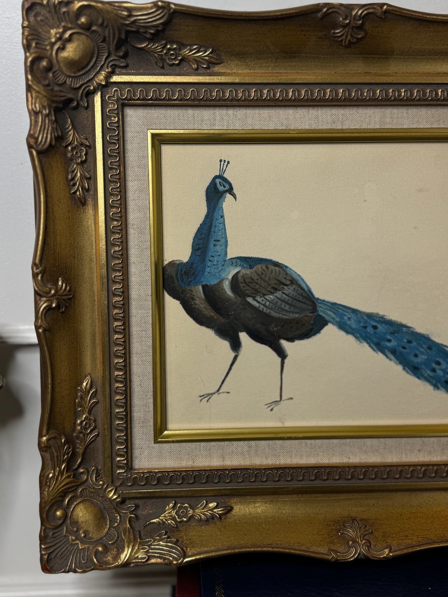 The Gilded Peacock – Vintage Oil Painting in Louis Frame