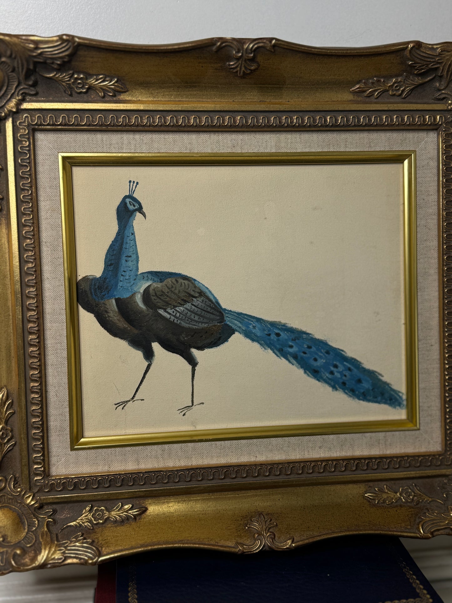 The Gilded Peacock – Vintage Oil Painting in Louis Frame