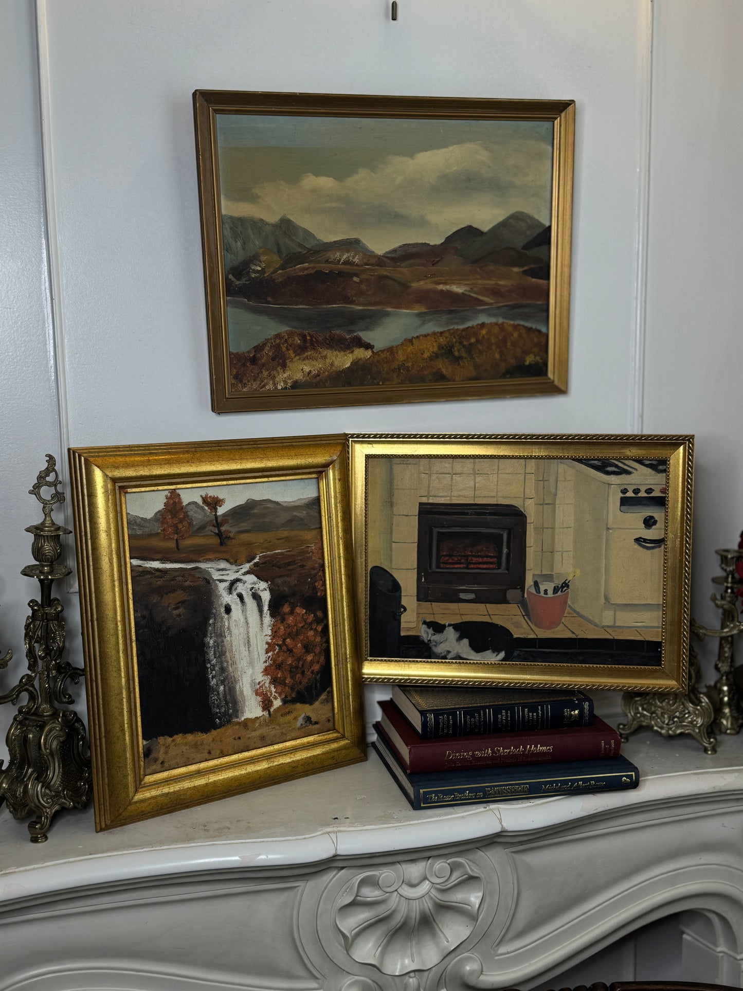 Golden Peaks – Signed Vintage Oil Painting in Gilt Frame