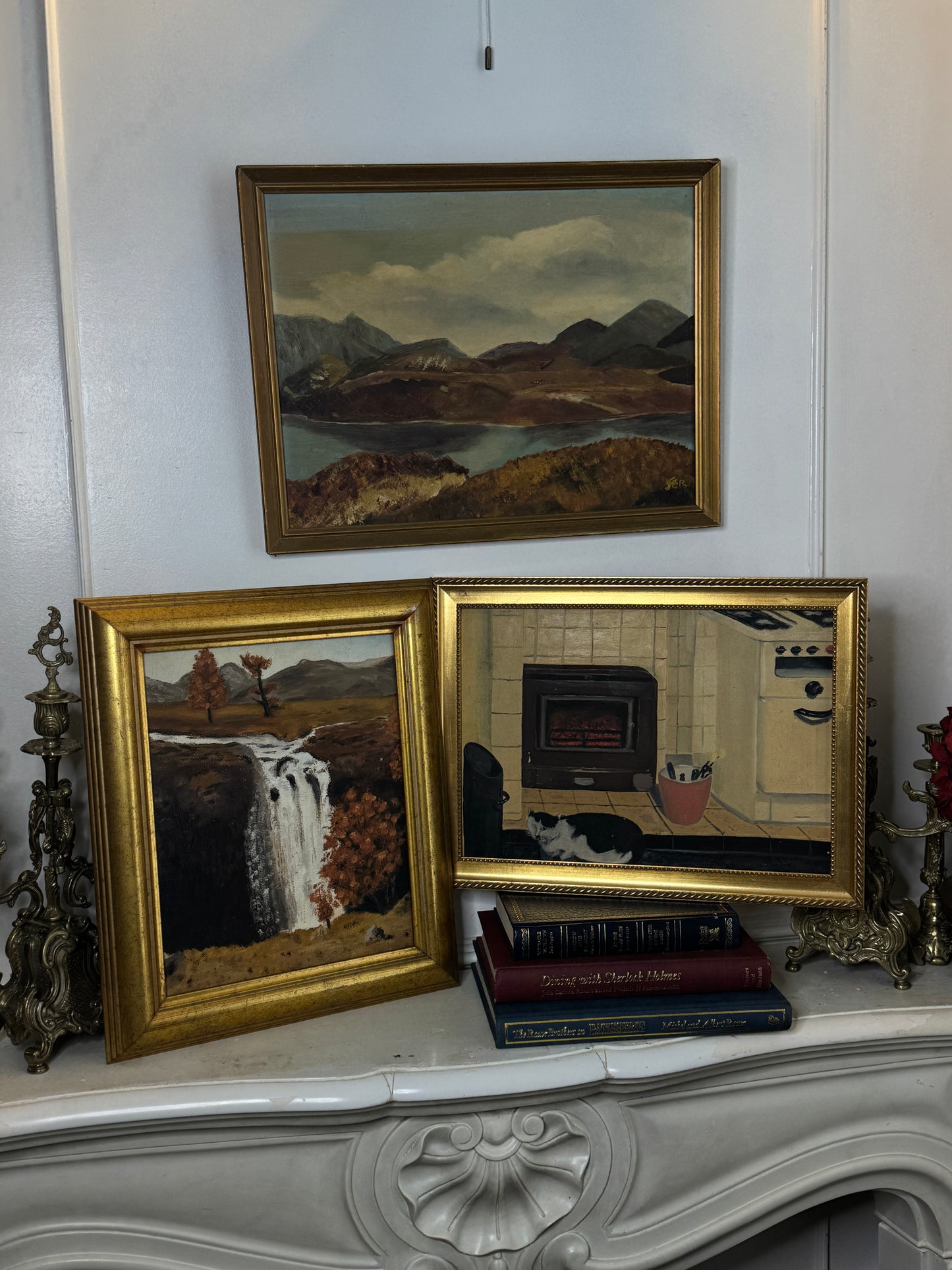 Golden Peaks – Signed Vintage Oil Painting in Gilt Frame