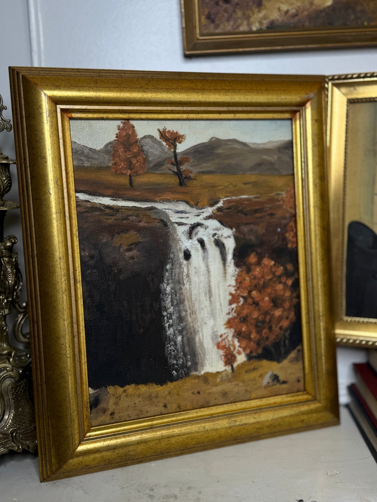 Golden Season – Vintage Autumn Oil Painting in Gilt Frame