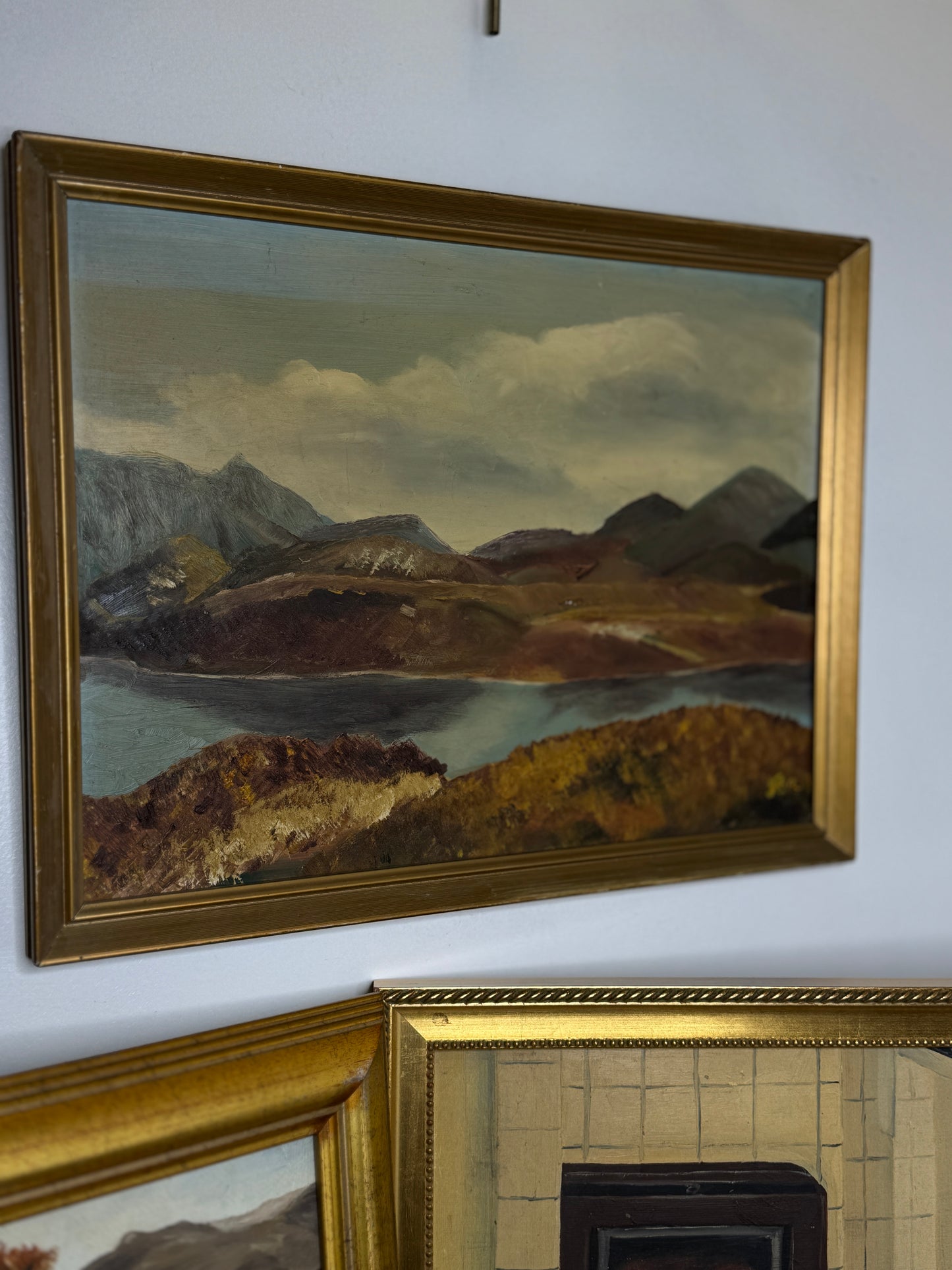 Golden Peaks – Signed Vintage Oil Painting in Gilt Frame