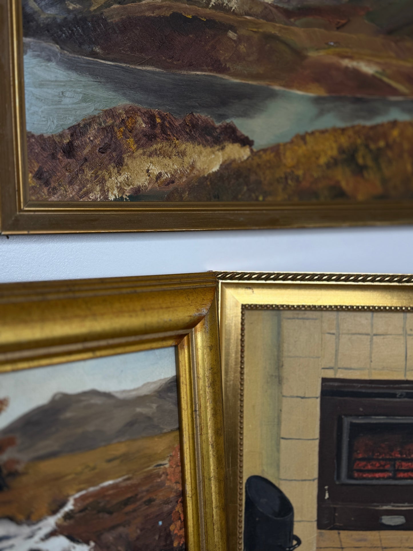 Golden Peaks – Signed Vintage Oil Painting in Gilt Frame