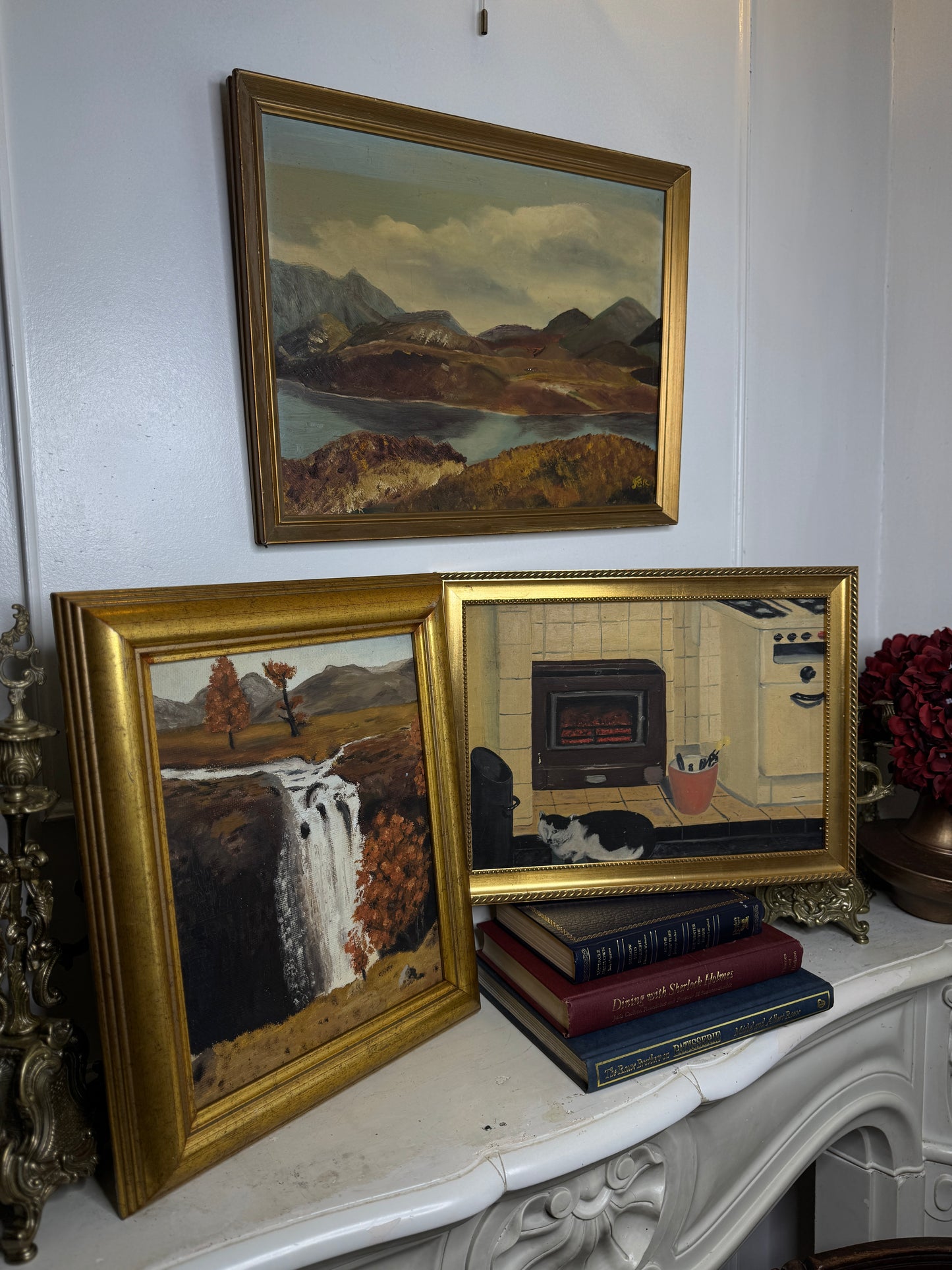 Golden Peaks – Signed Vintage Oil Painting in Gilt Frame