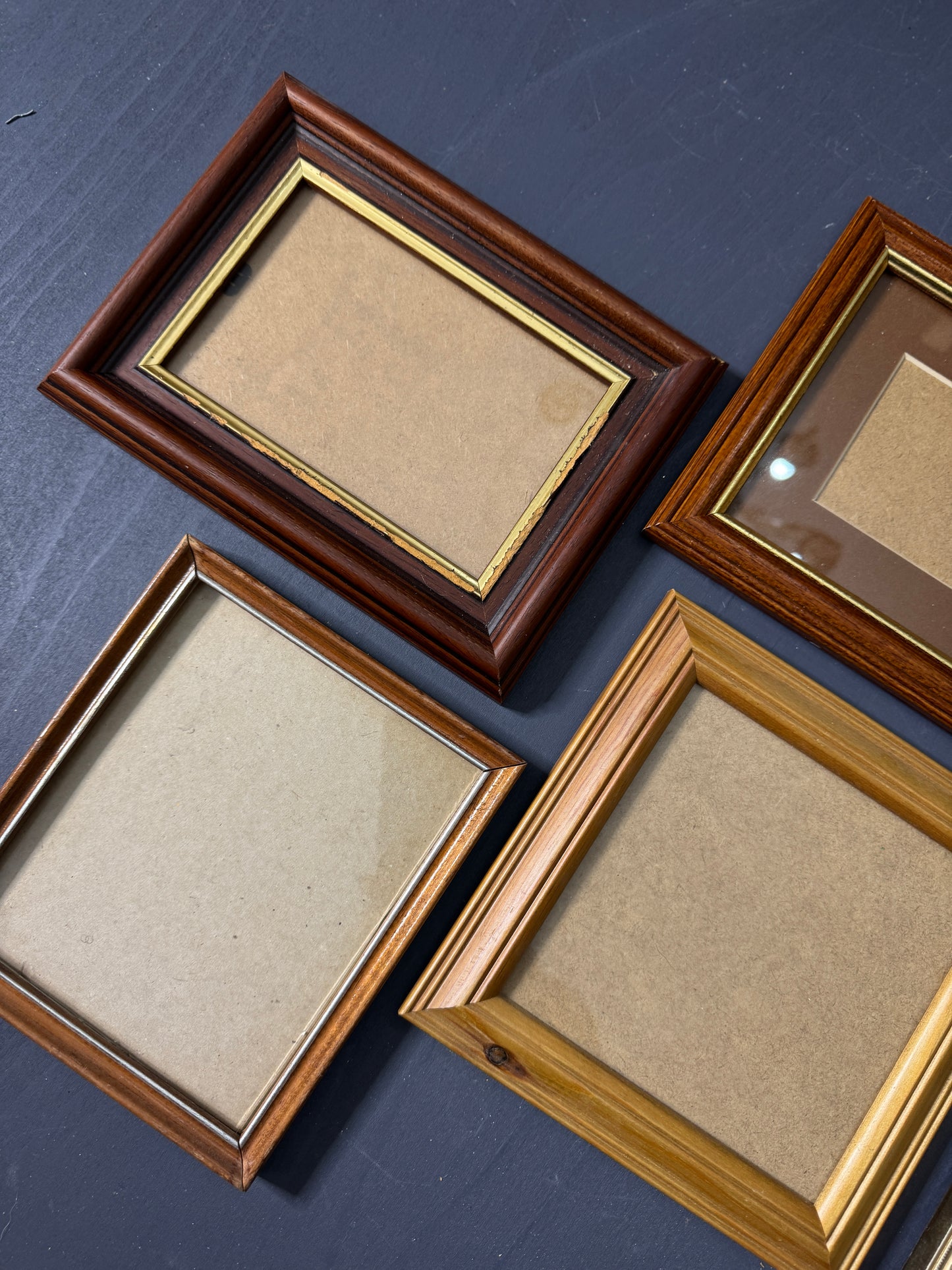 Small Vintage Wooden Gallery Wall Frames – Set of 7