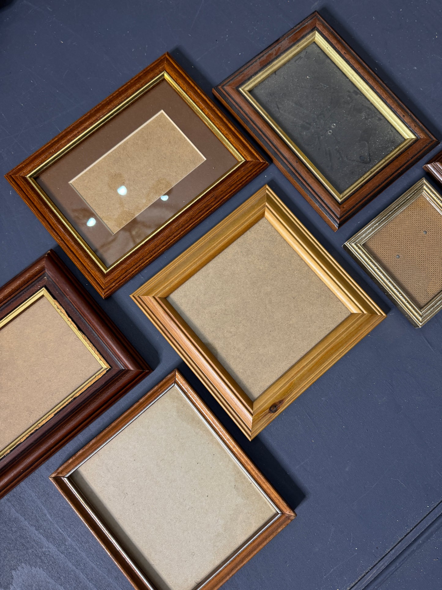 Small Vintage Wooden Gallery Wall Frames – Set of 7