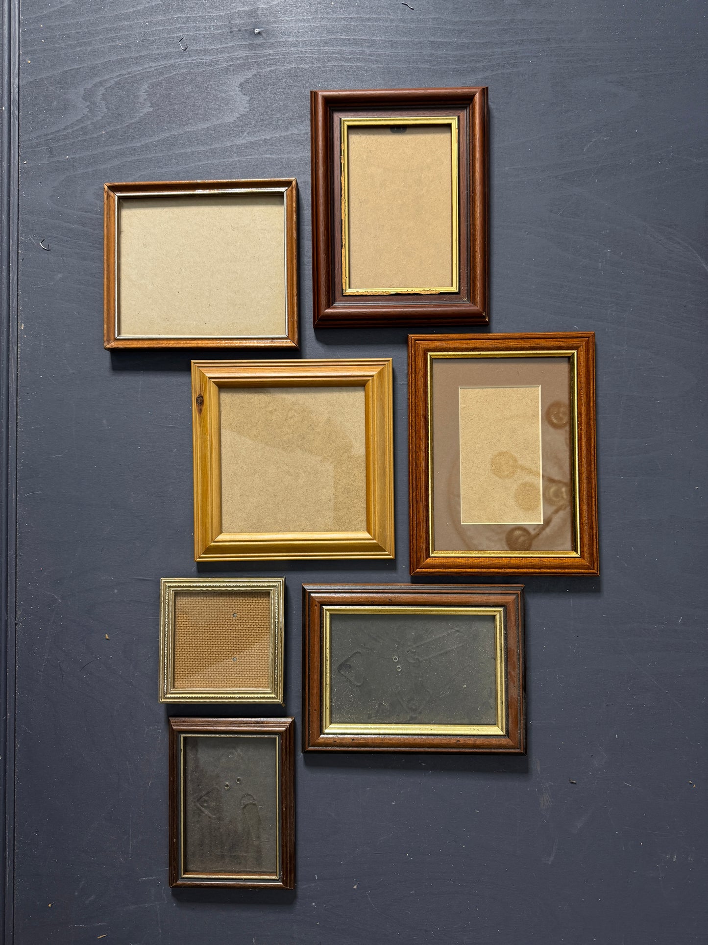 Small Vintage Wooden Gallery Wall Frames – Set of 7