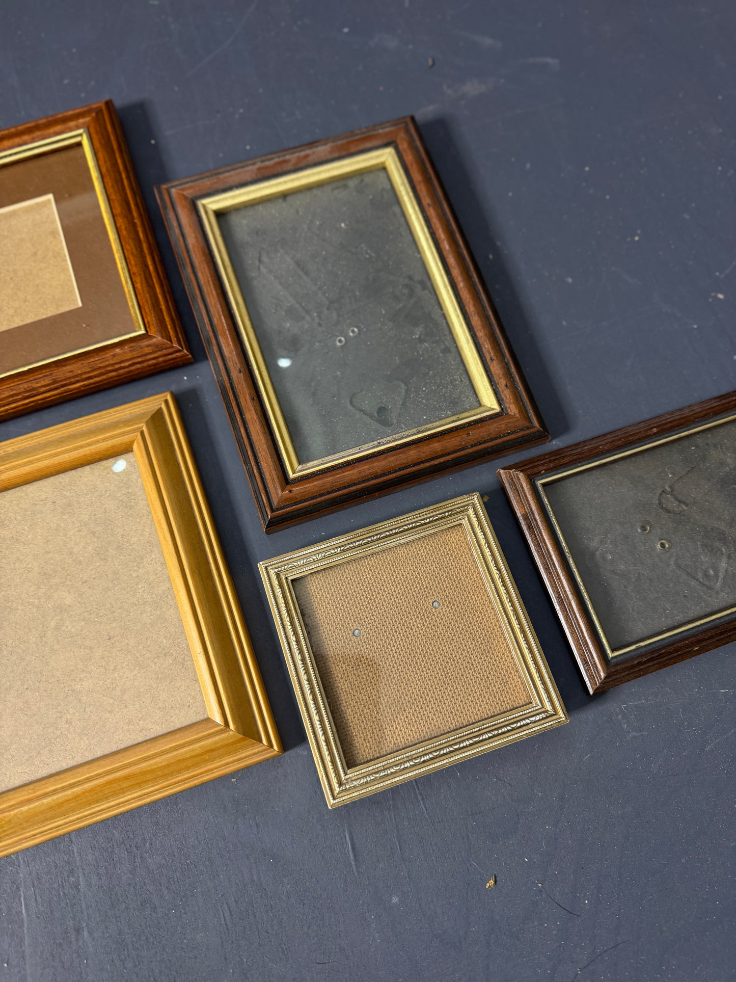 Small Vintage Wooden Gallery Wall Frames – Set of 7