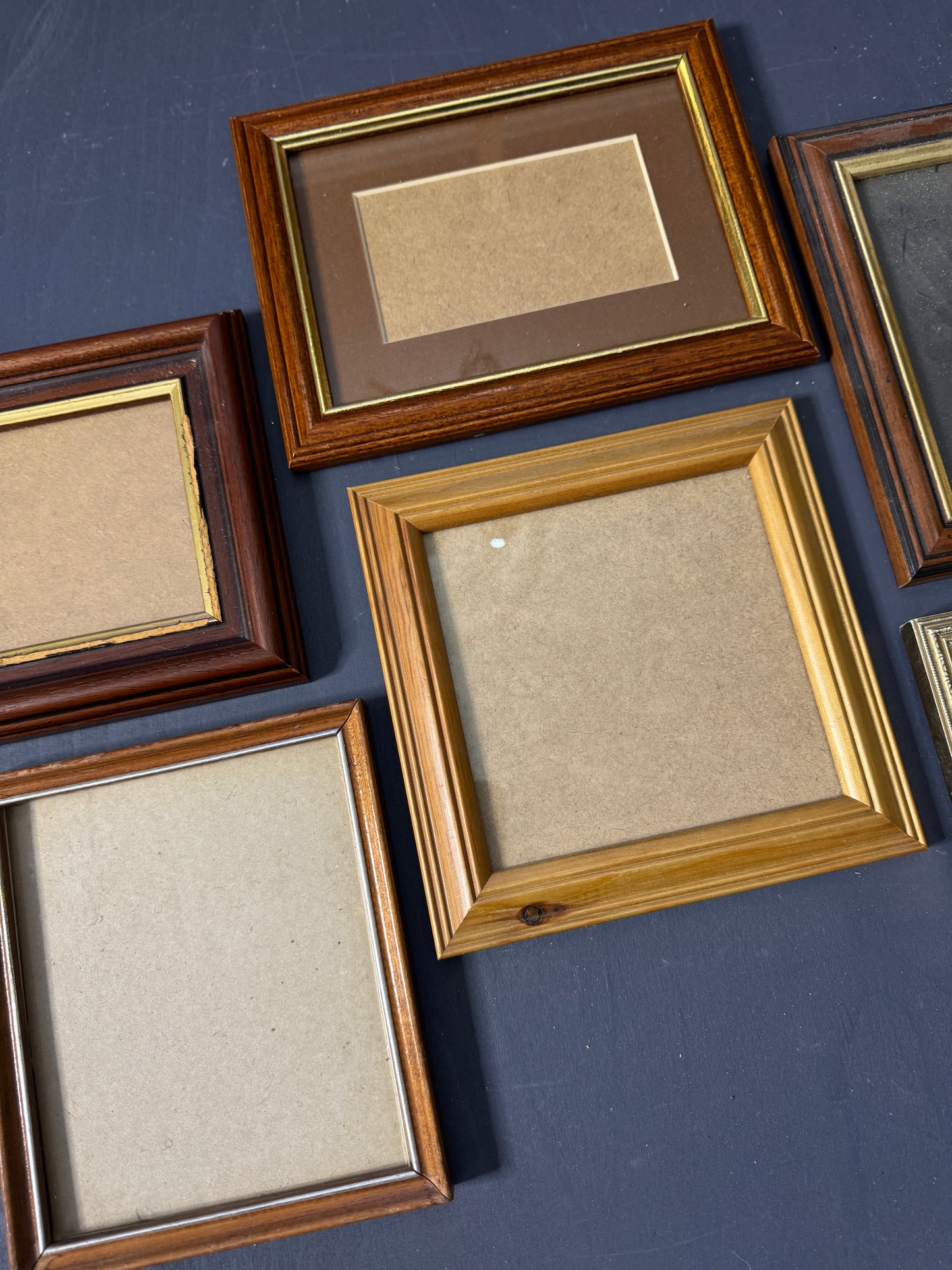 Small Vintage Wooden Gallery Wall Frames – Set of 7