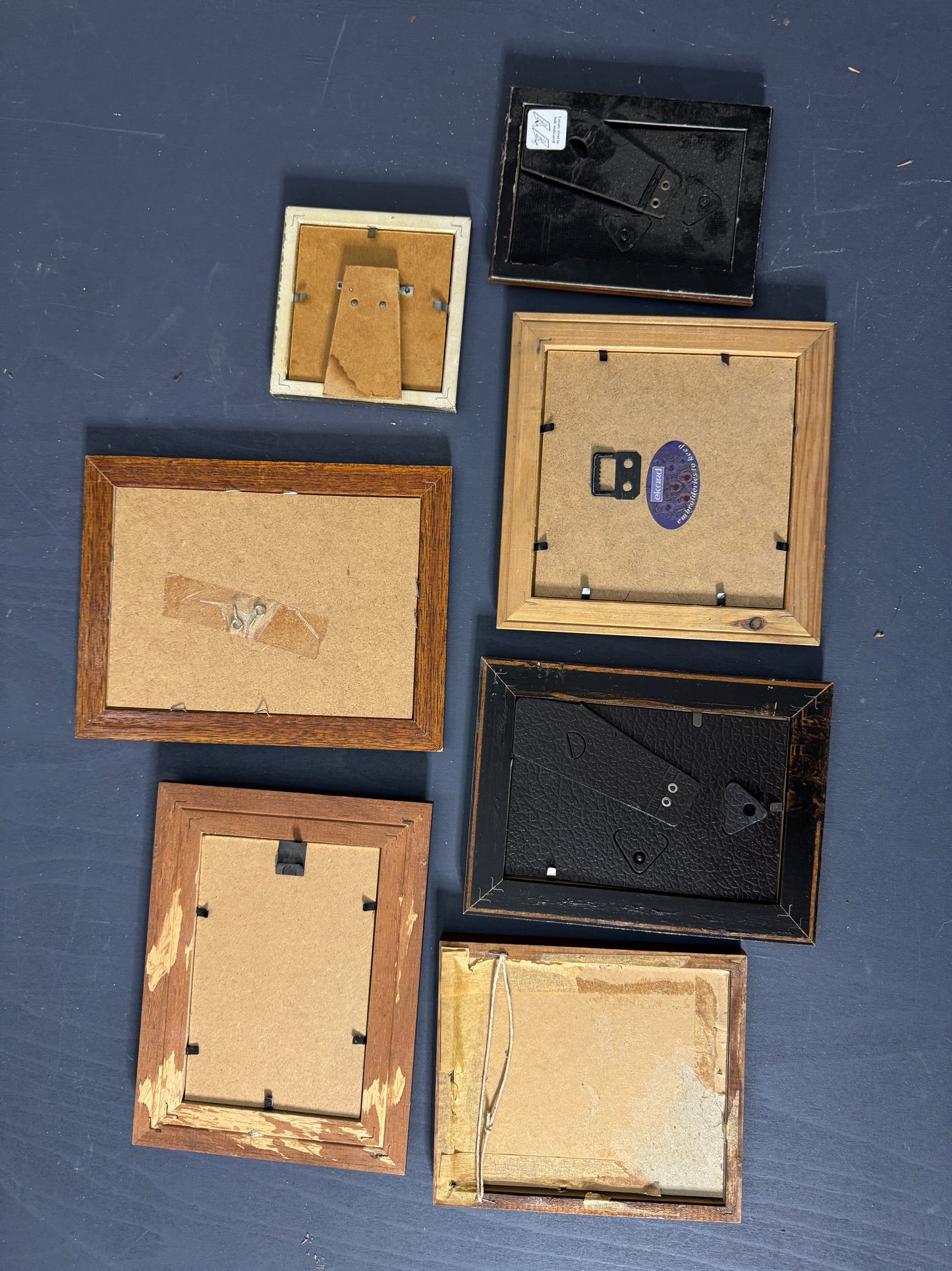 Small Vintage Wooden Gallery Wall Frames – Set of 7