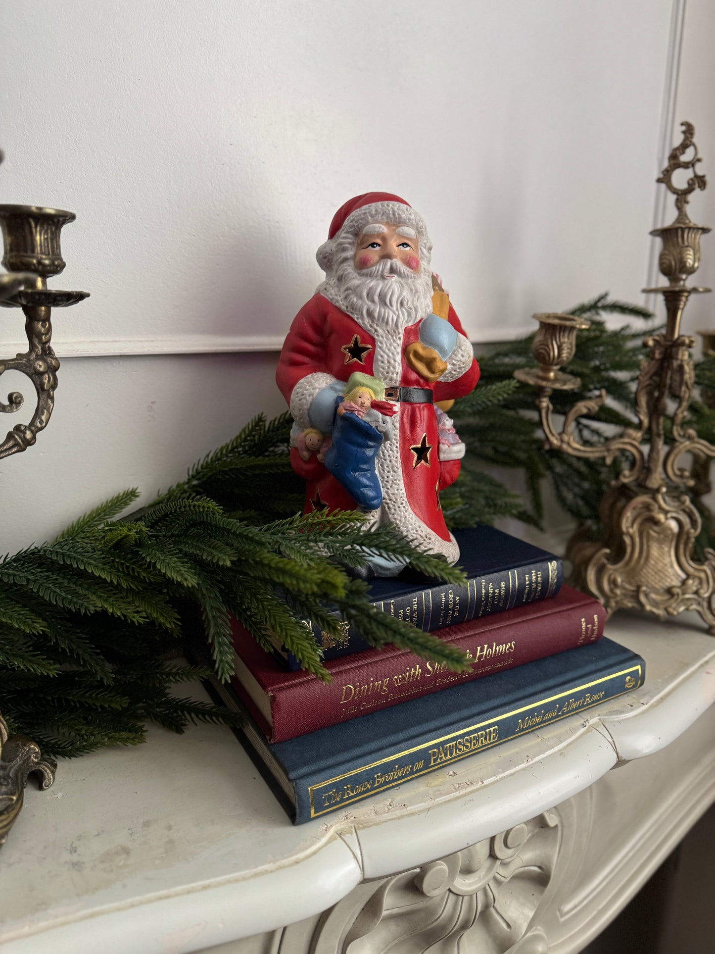 Vintage Porcelain Christmas Santa Claus Tea Light Holder – Large