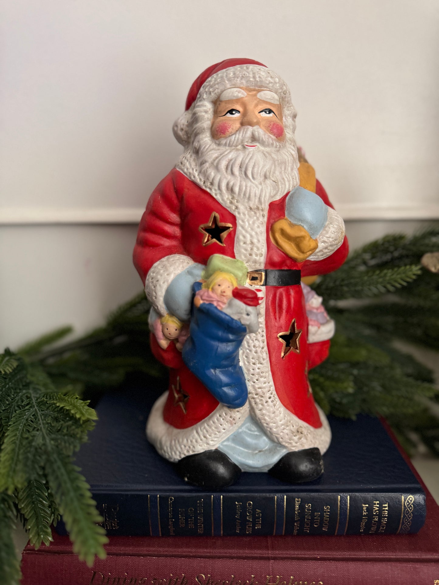 Vintage Porcelain Christmas Santa Claus Tea Light Holder – Large
