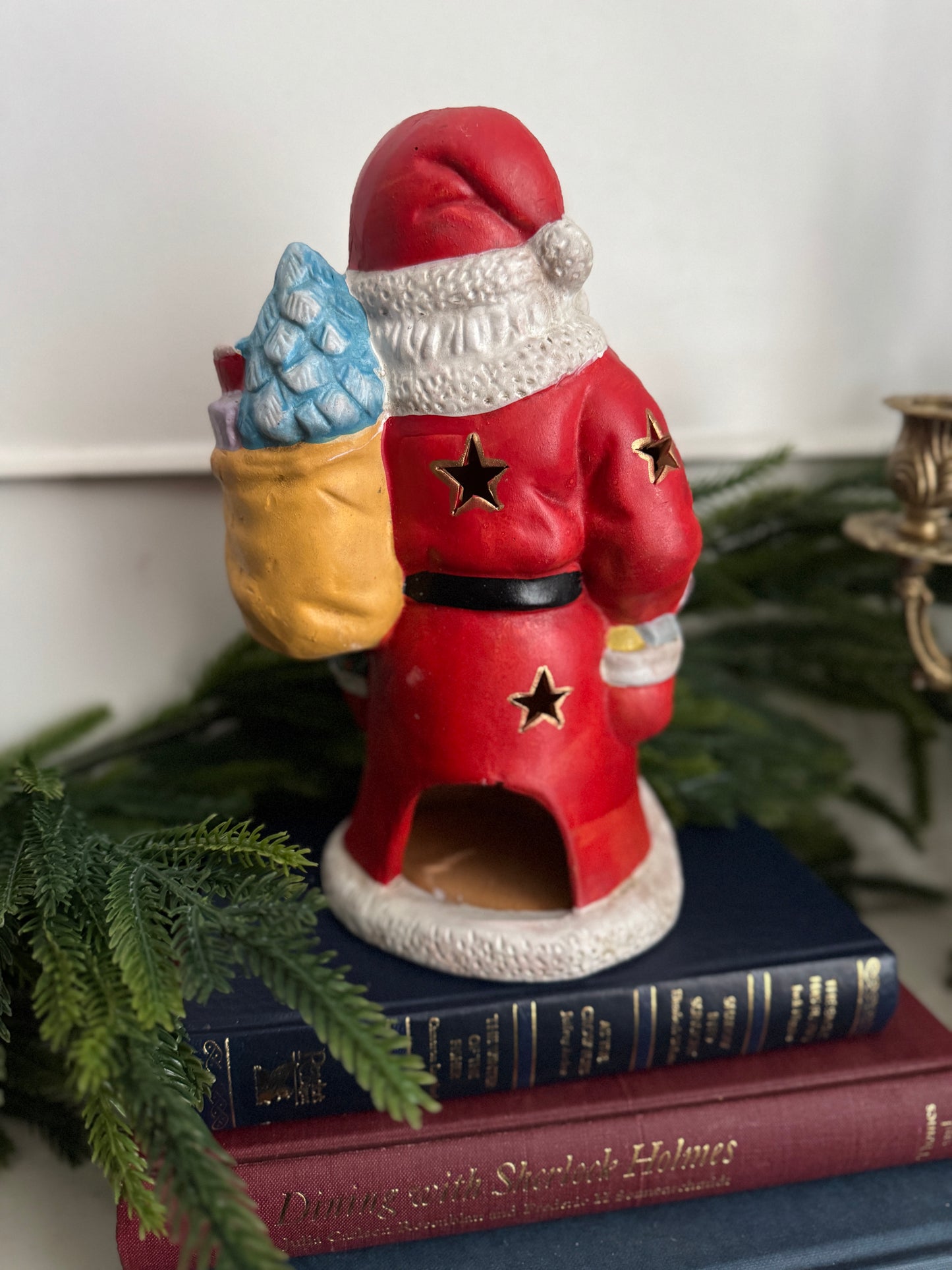 Vintage Porcelain Christmas Santa Claus Tea Light Holder – Large
